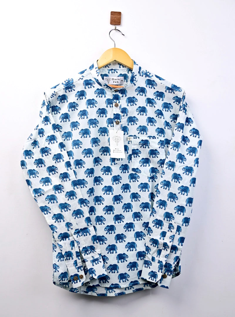 Sky Blue Elephant short kurta