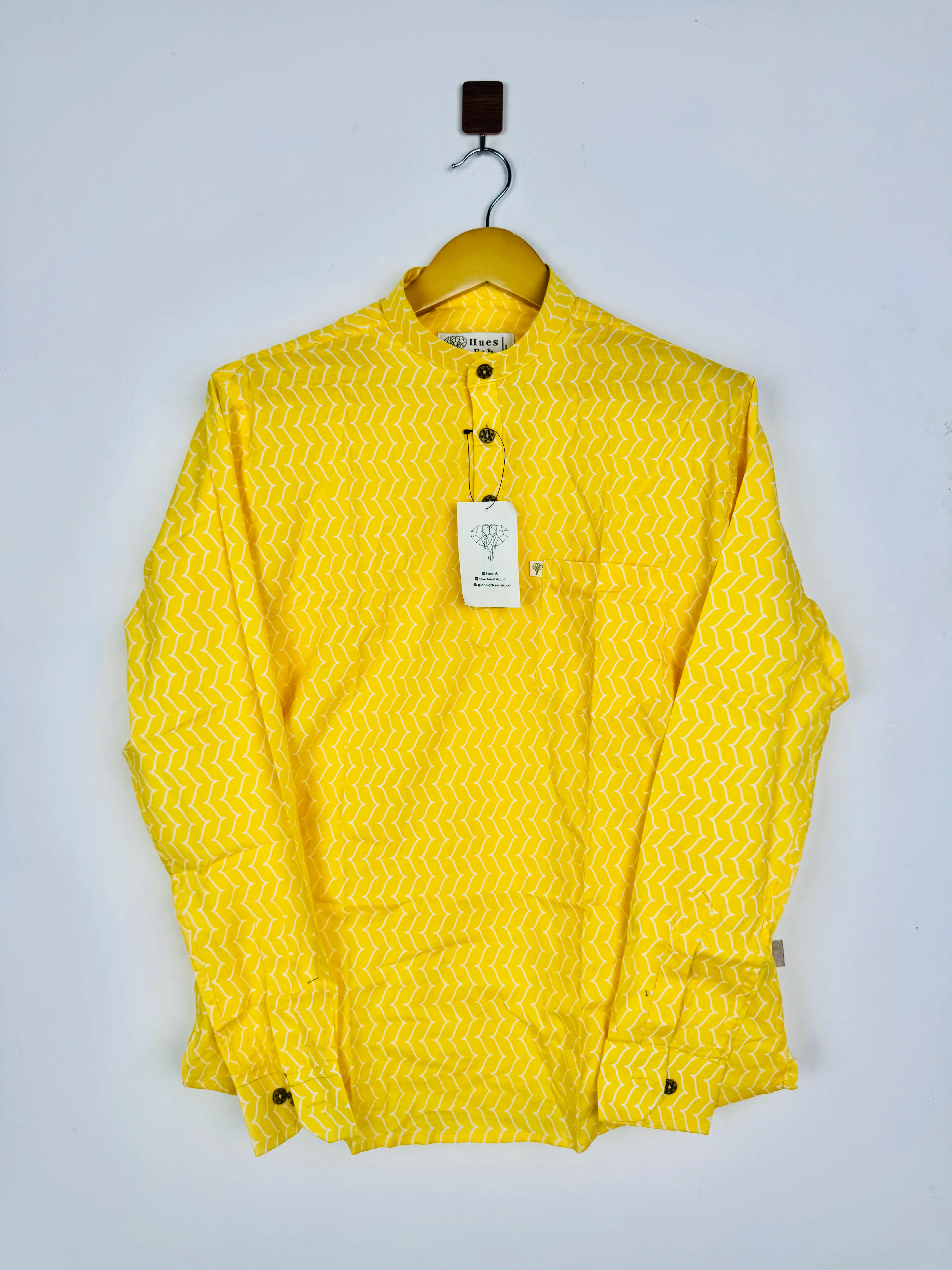 Yellow zig zag Printed Short Kurta
