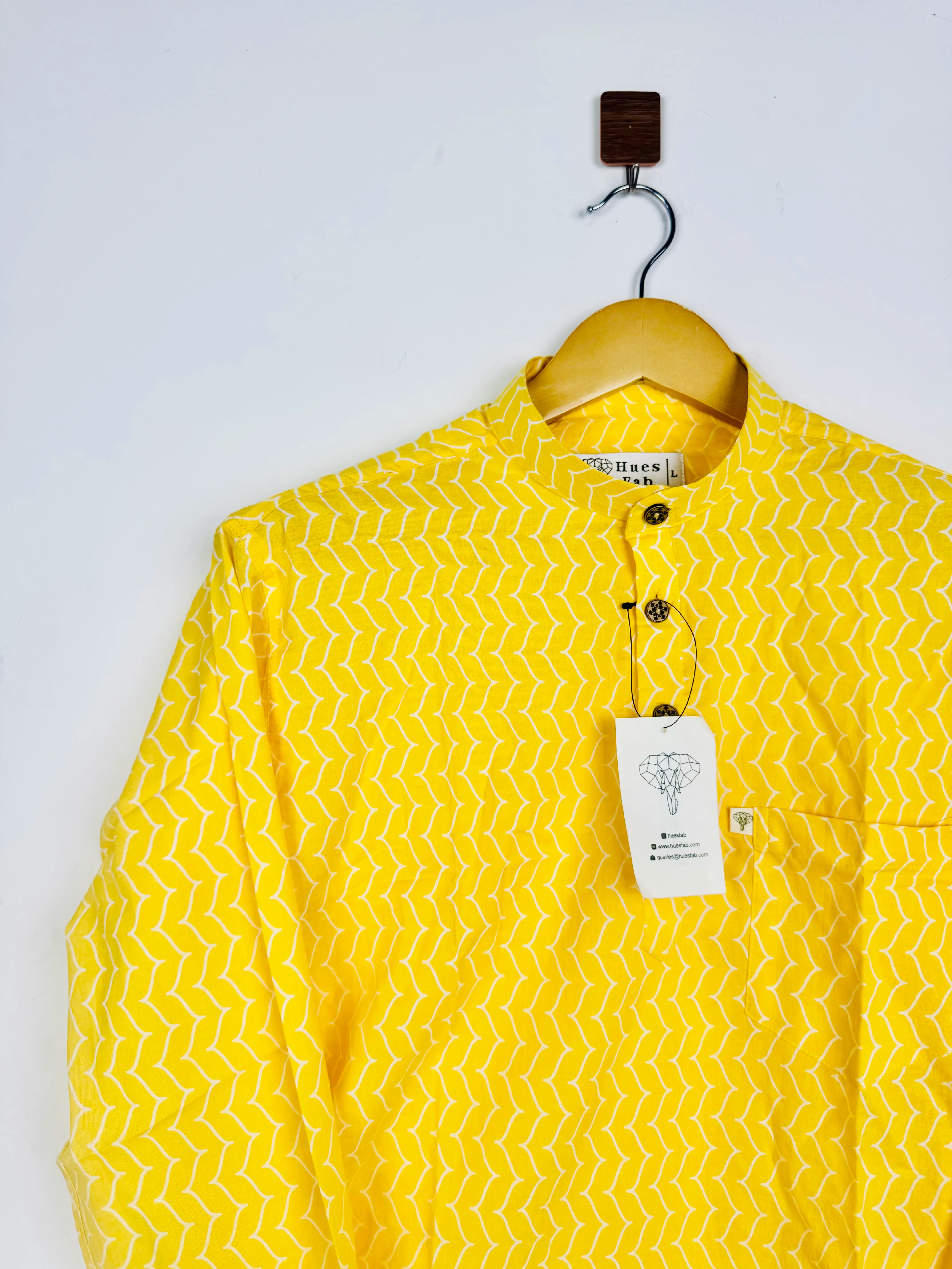 Yellow zig zag Printed Short Kurta