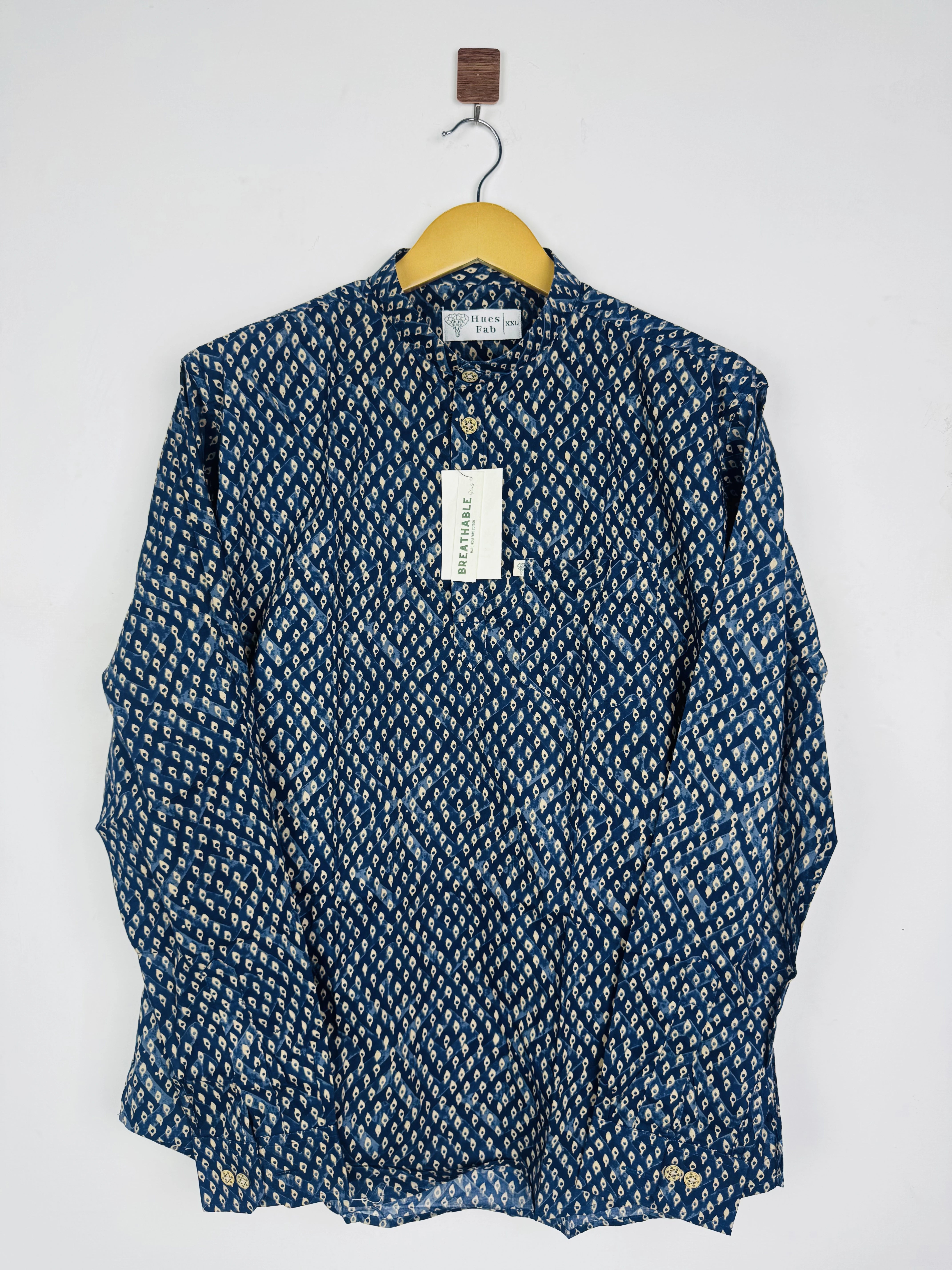 Navy blue micro Motifs Short Kurta