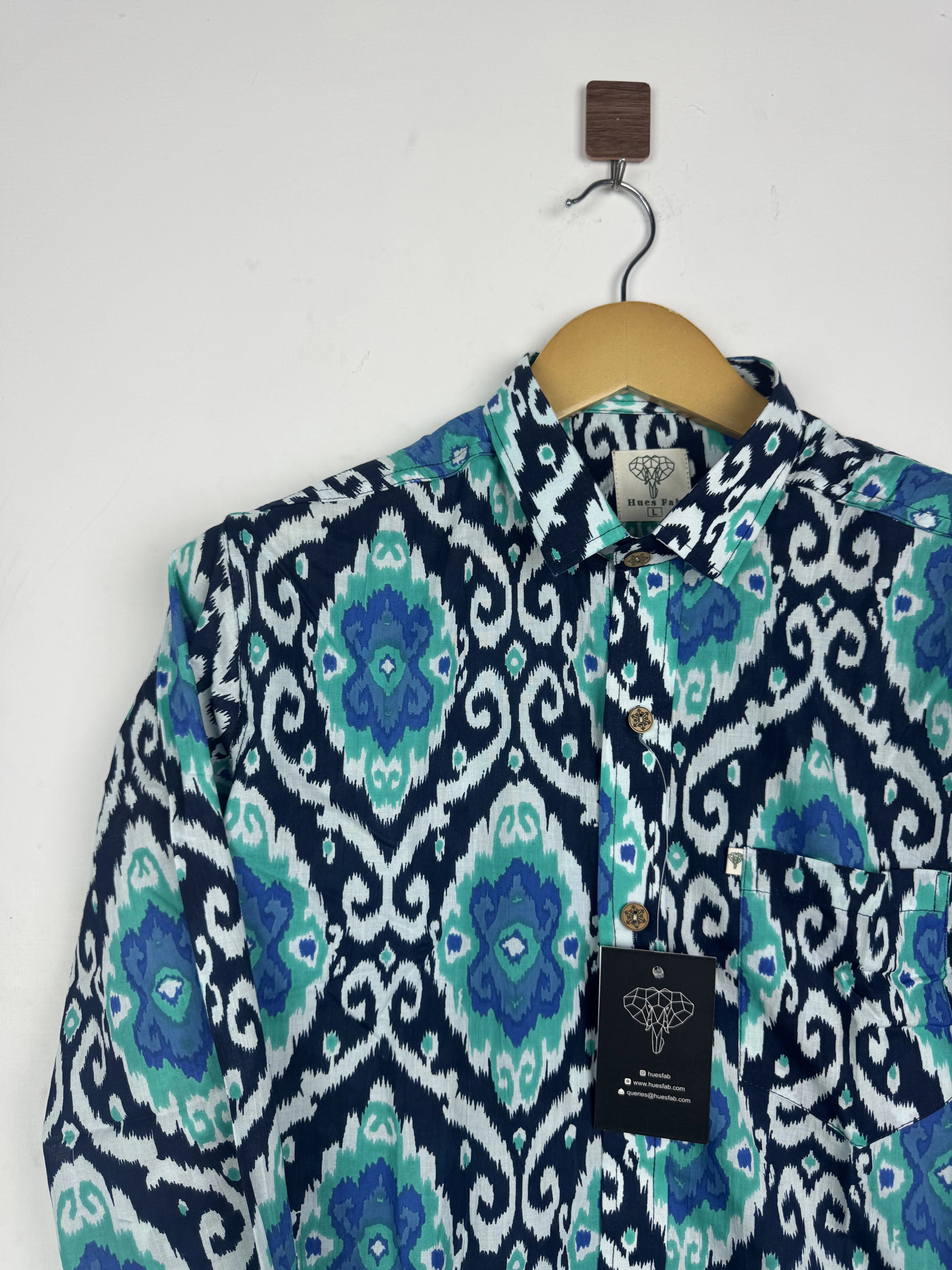 Azure Ikat Full Sleeves Shirt
