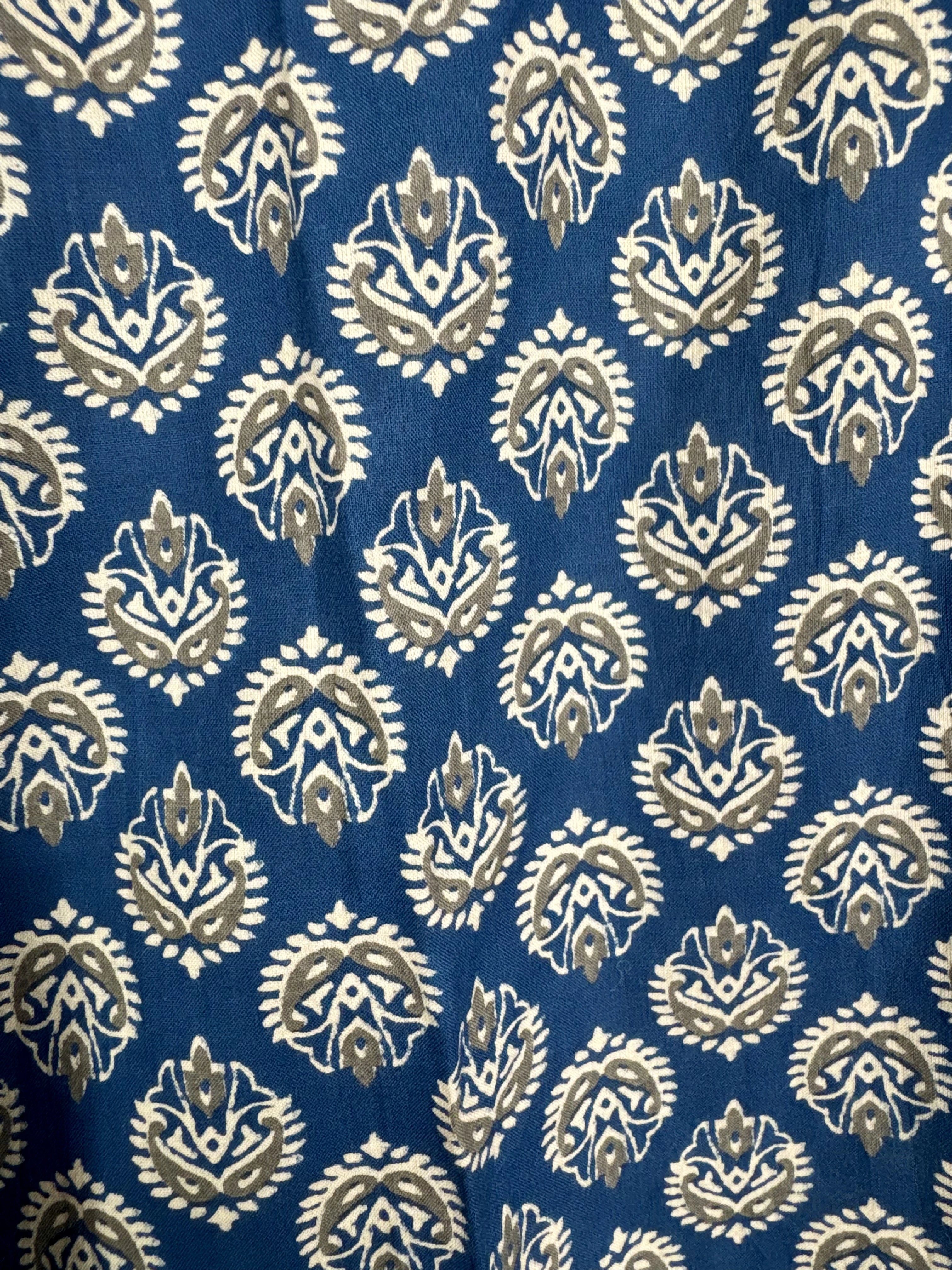 Navy blue Cream Motifs Short Kurta