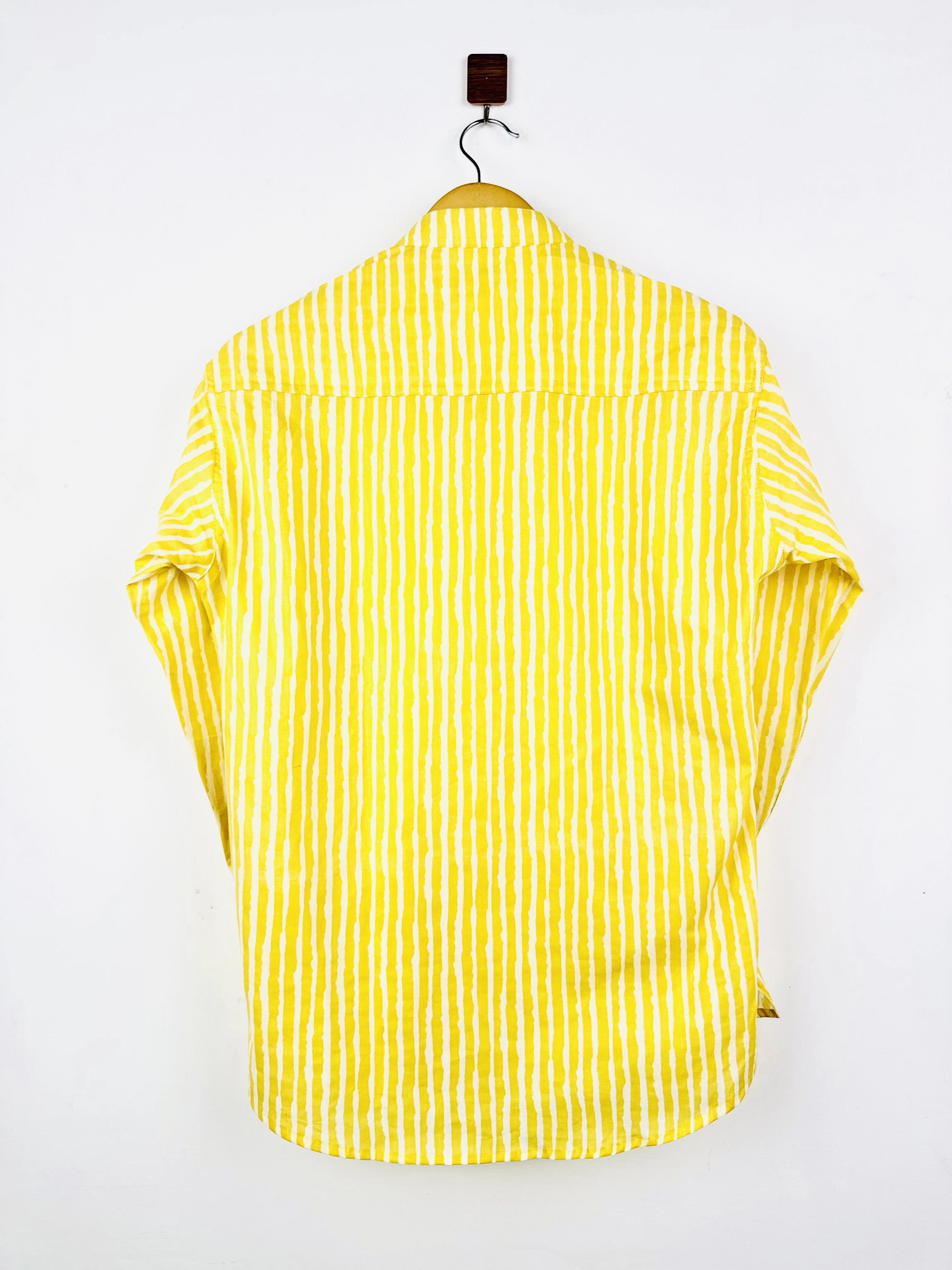 yellow lining printed short kurta