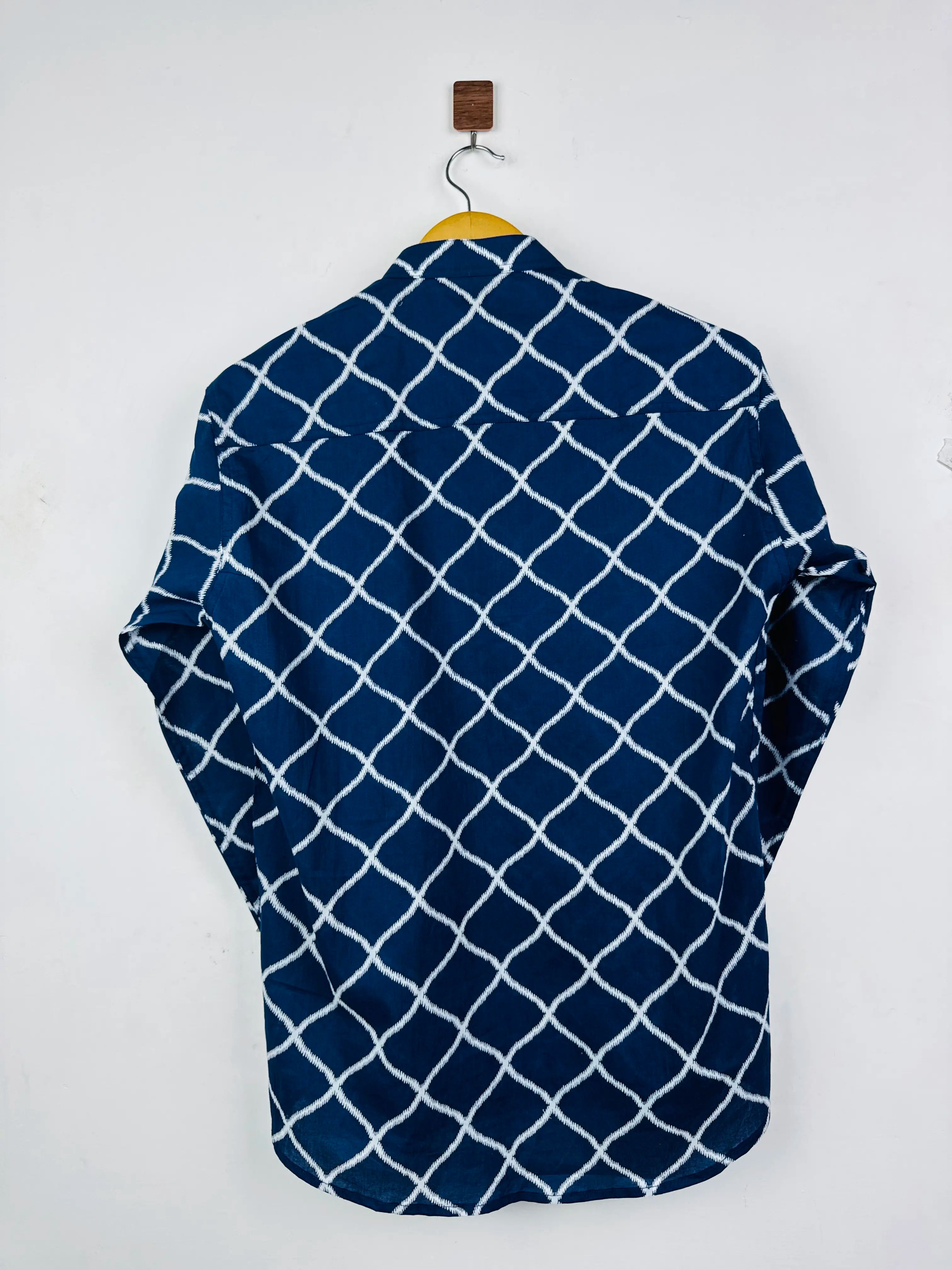 Navy Blue Chex printed short kurta