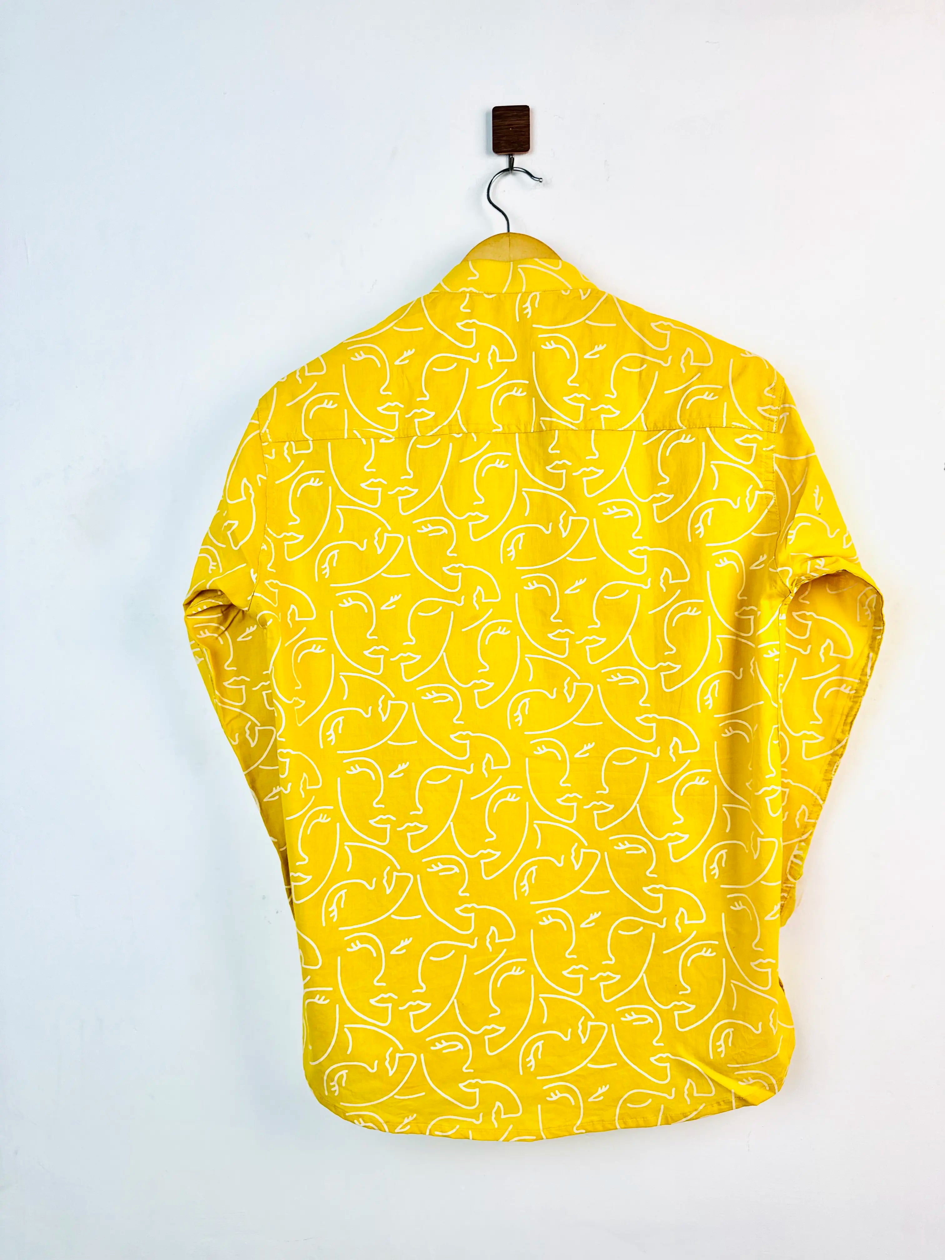 Yellow Cream Faceart printed short kurta