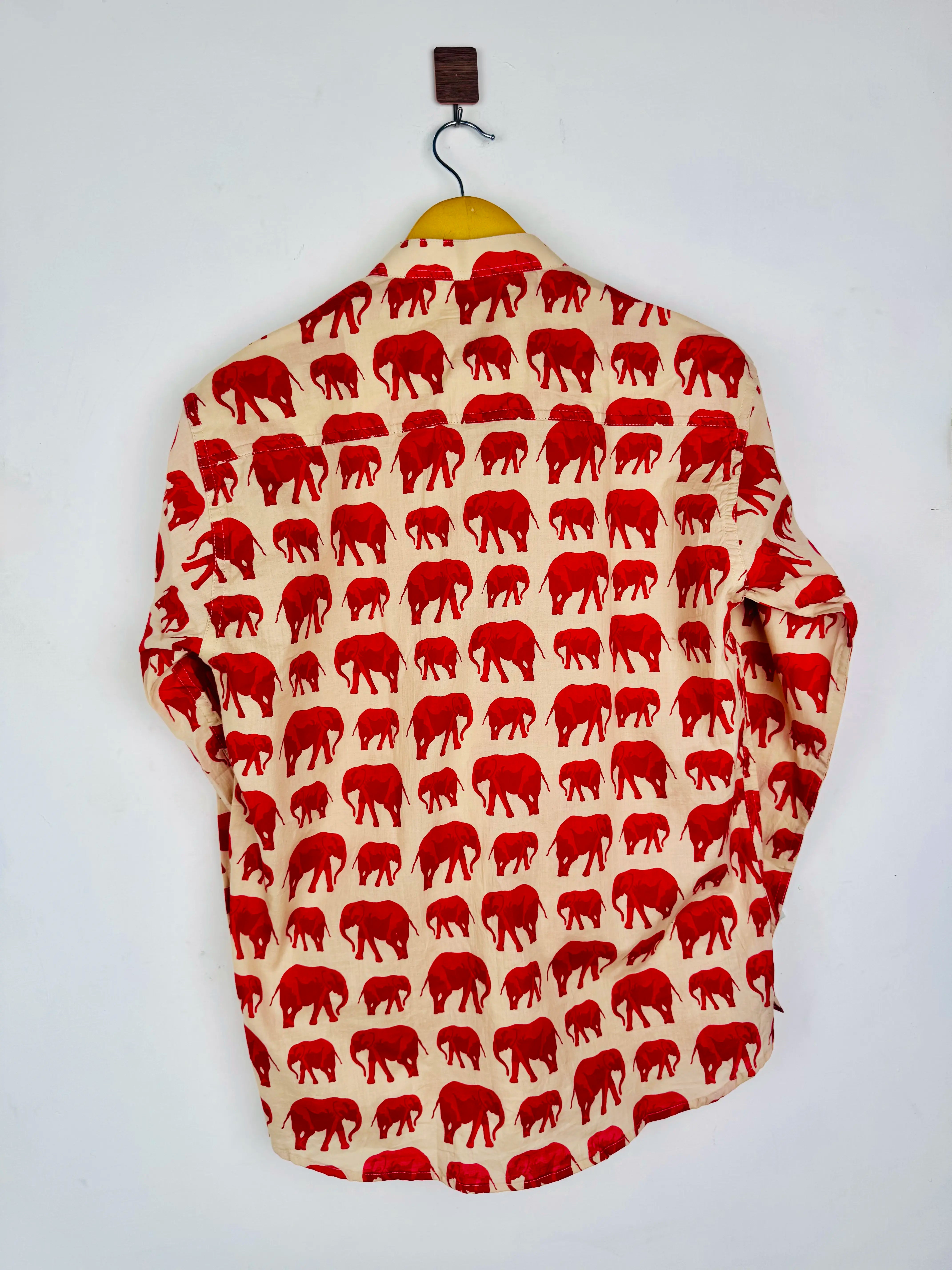 Crimson elephant printed short kurta