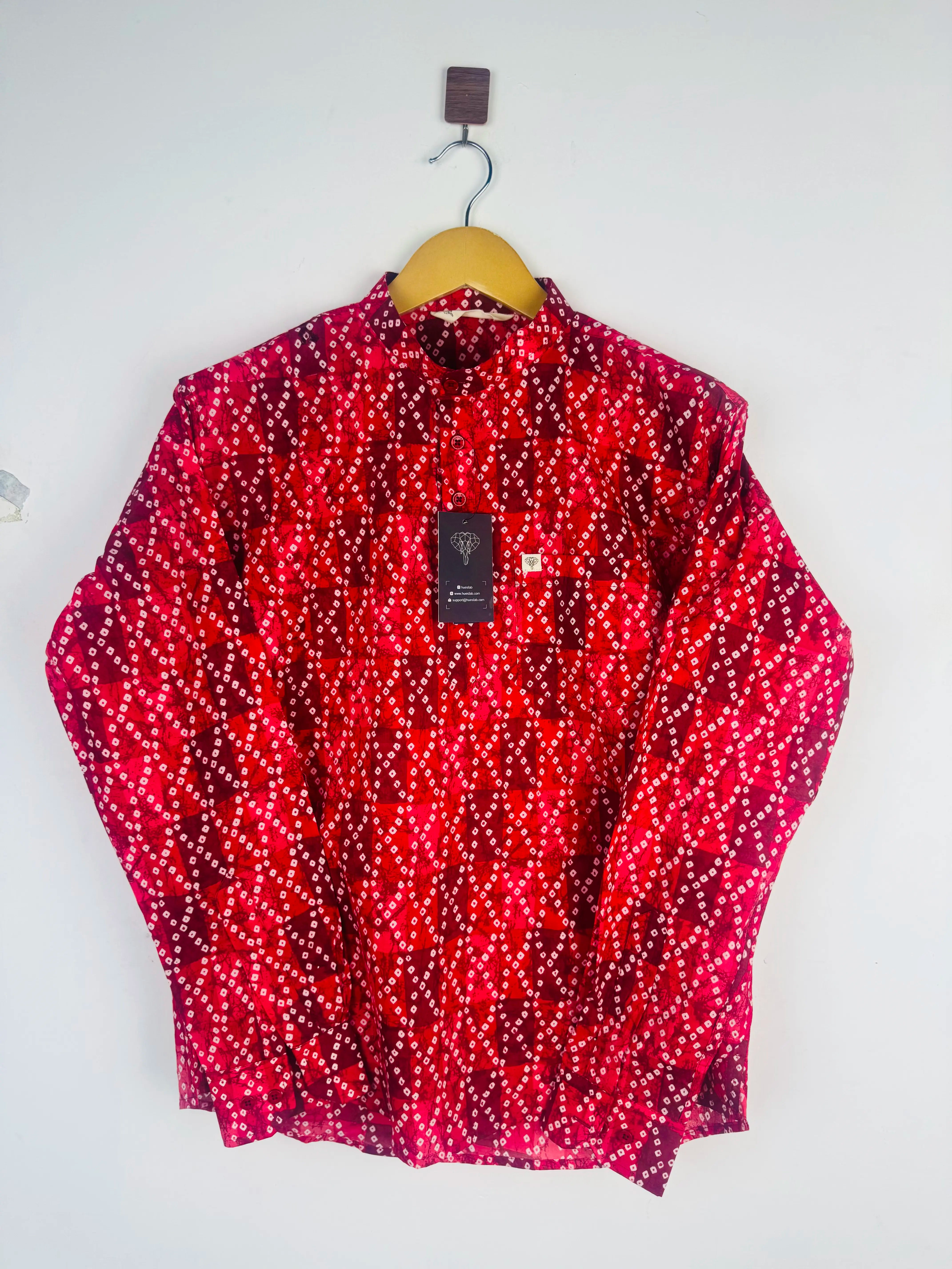 Maroon Bandhani short kurta