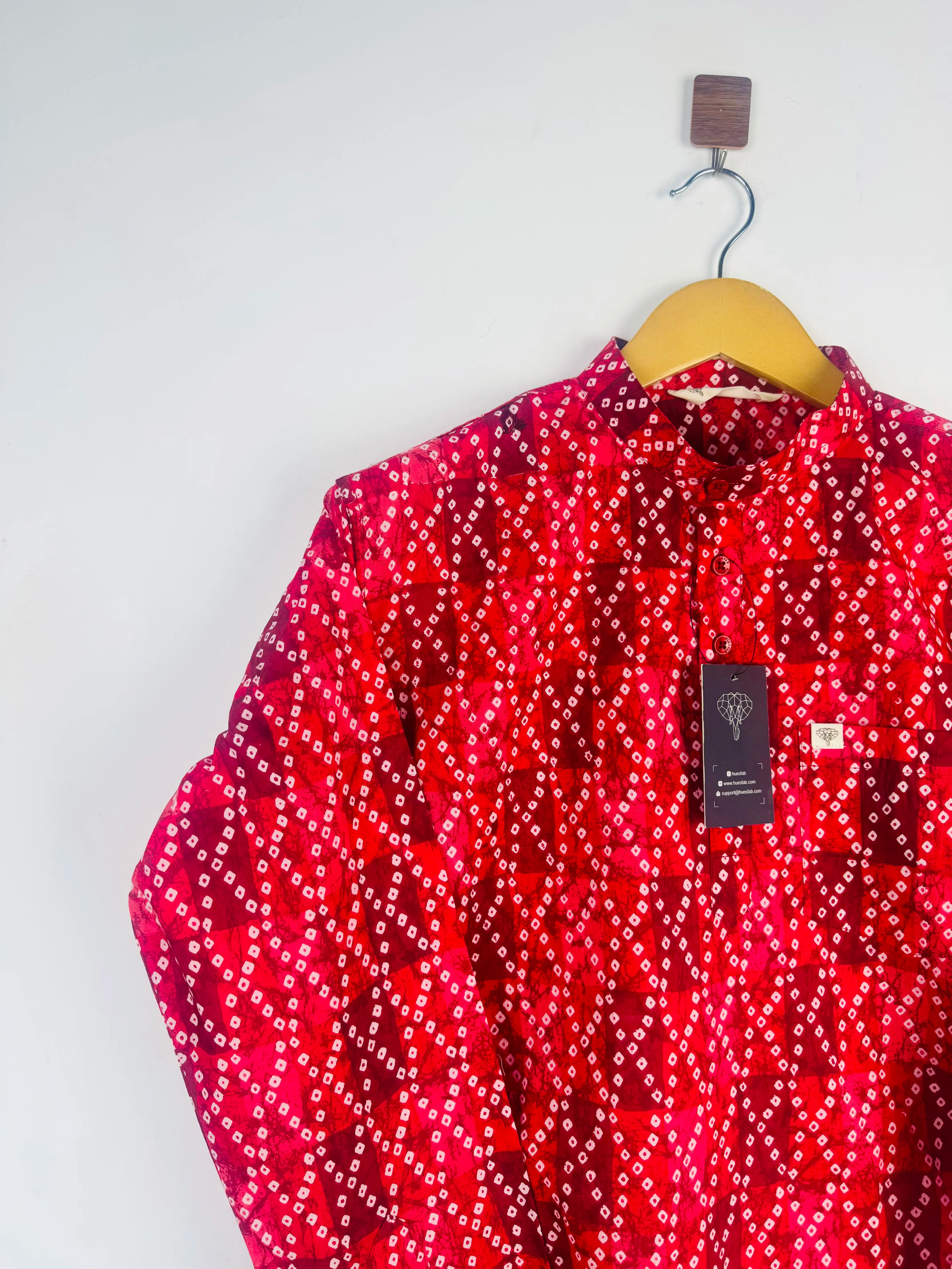 Maroon Bandhani short kurta