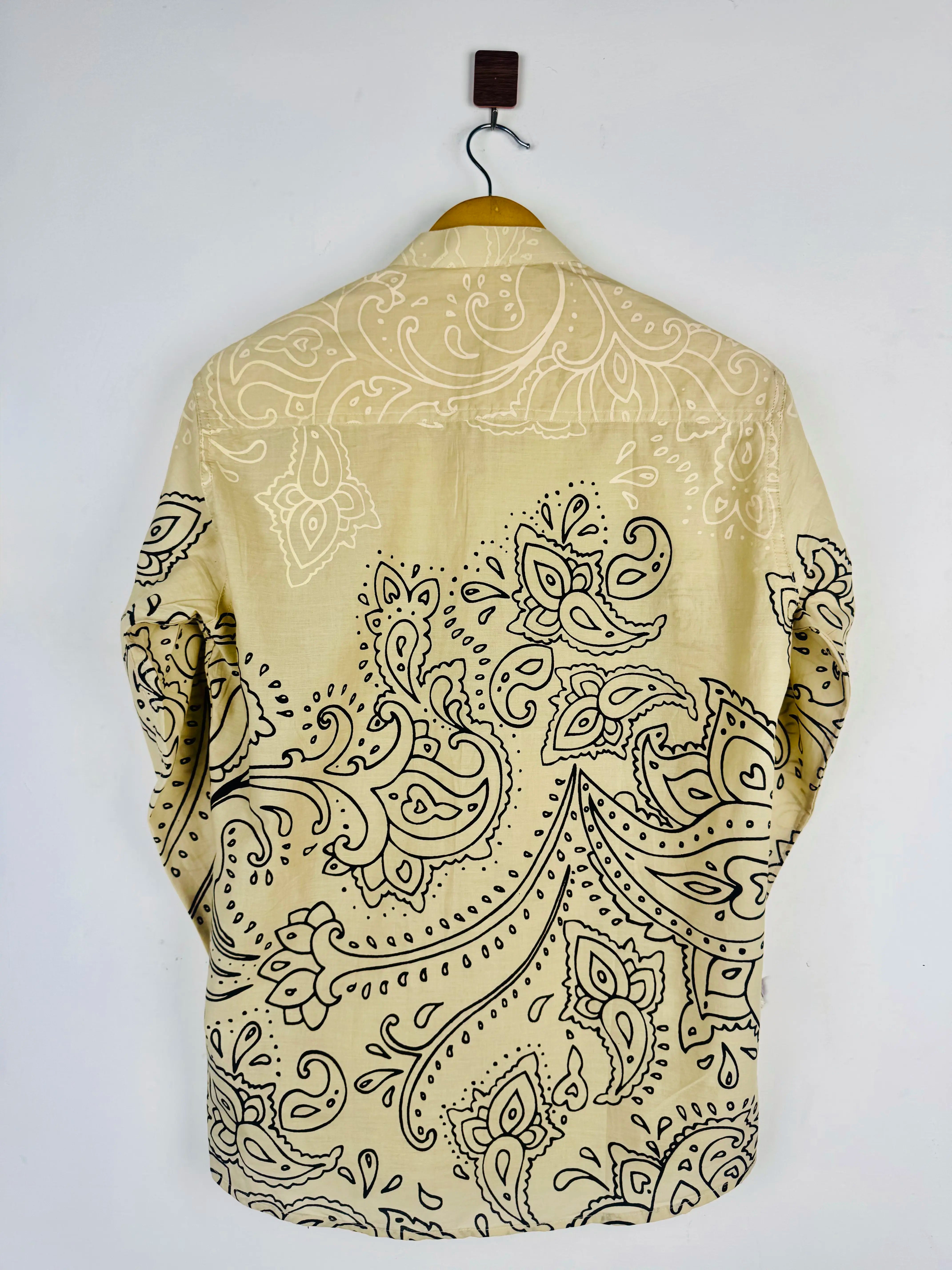 Beige Black Paisley short kurta