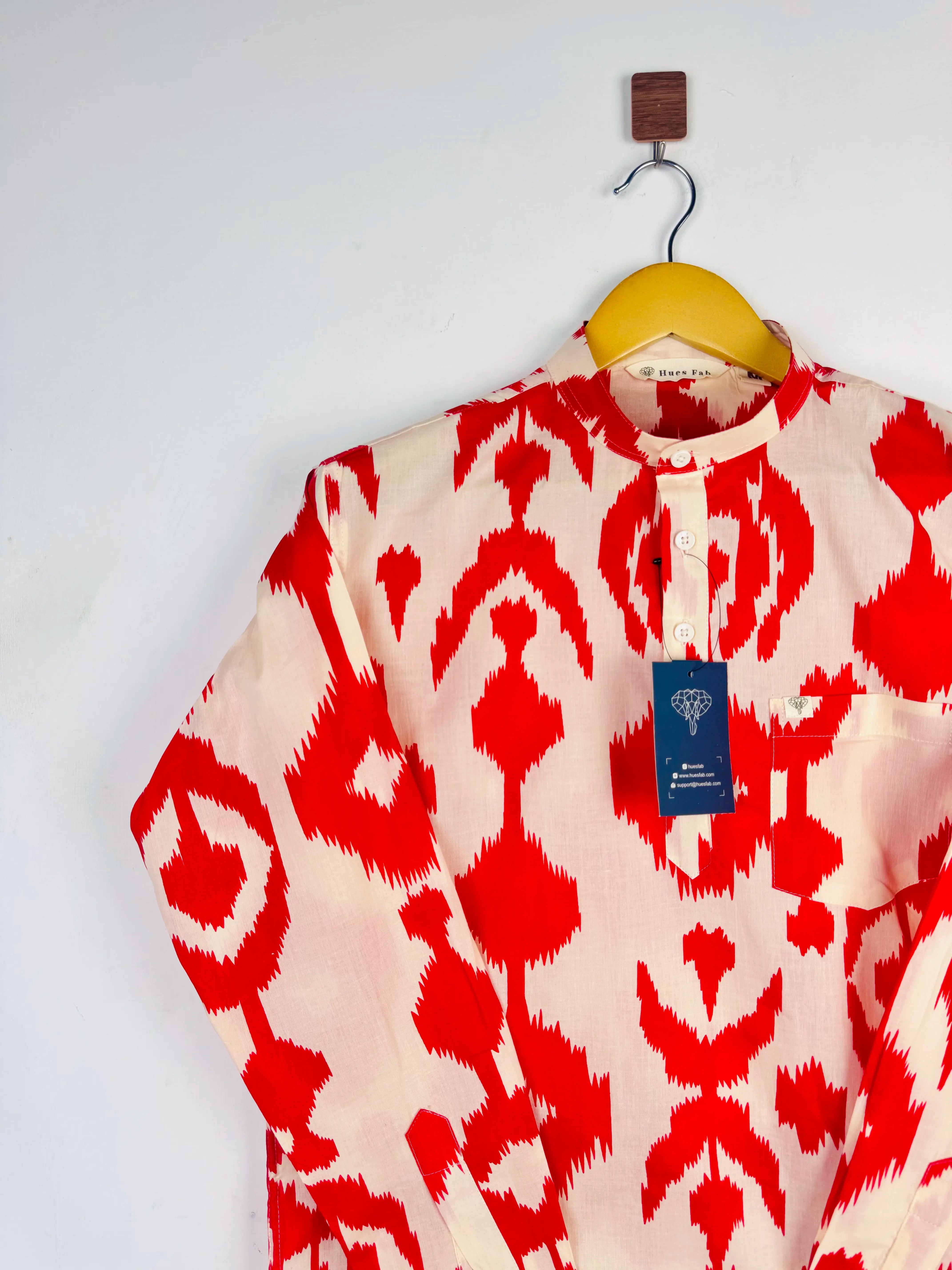 Red Ikat Printed short kurta