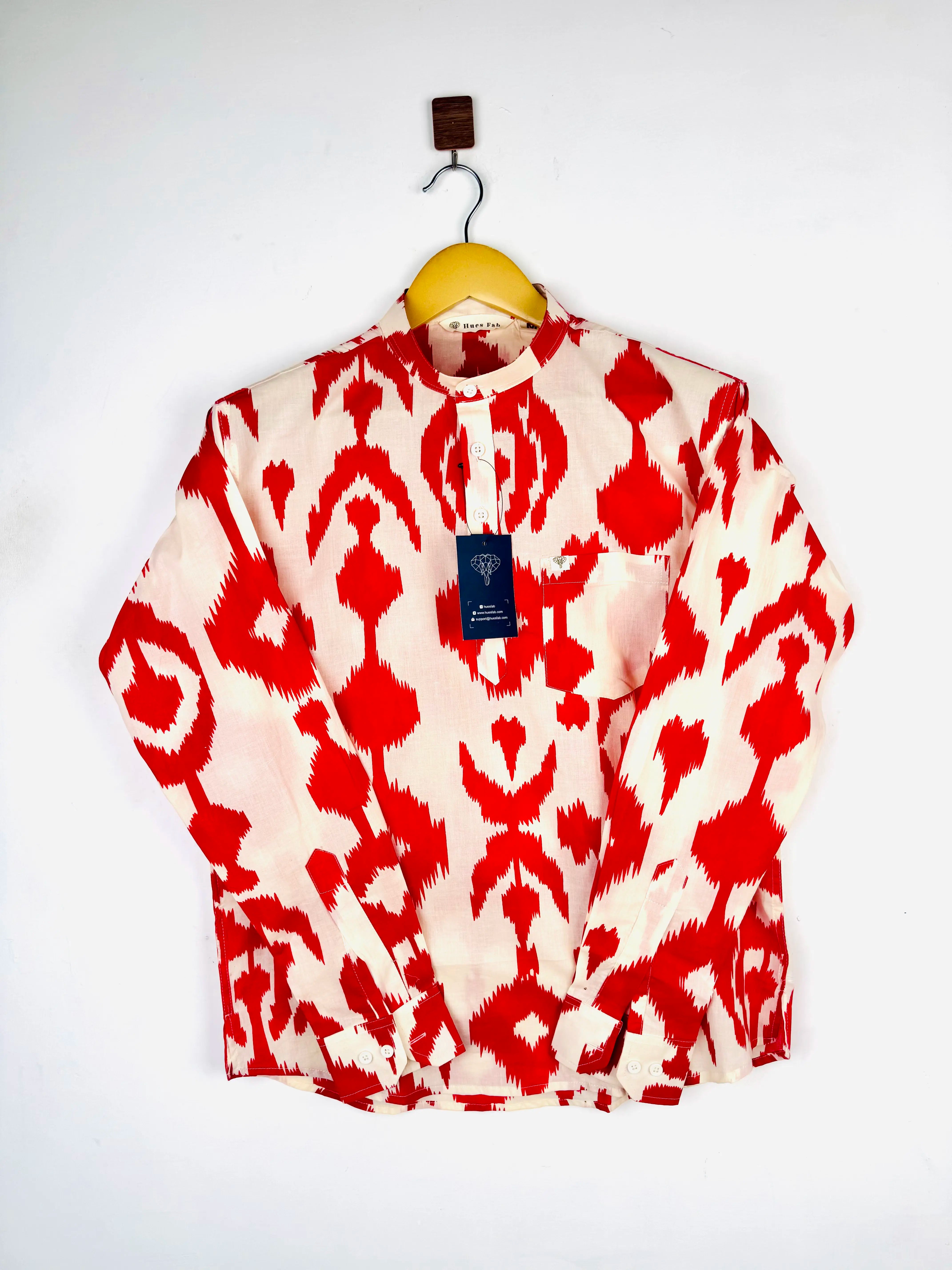 Red Ikat Printed short kurta