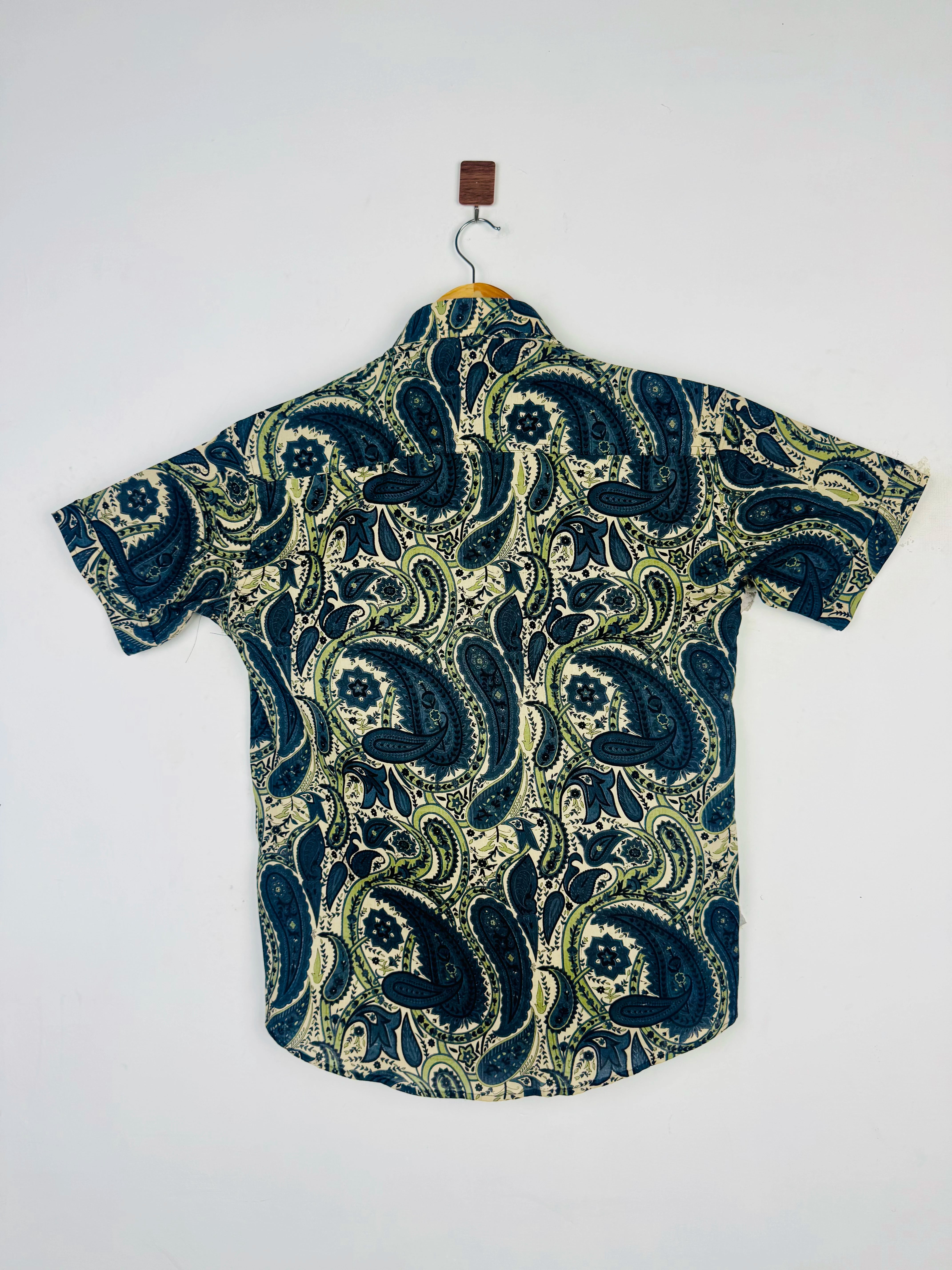 Indigo Paisley Printed Half Sleeves Shirt