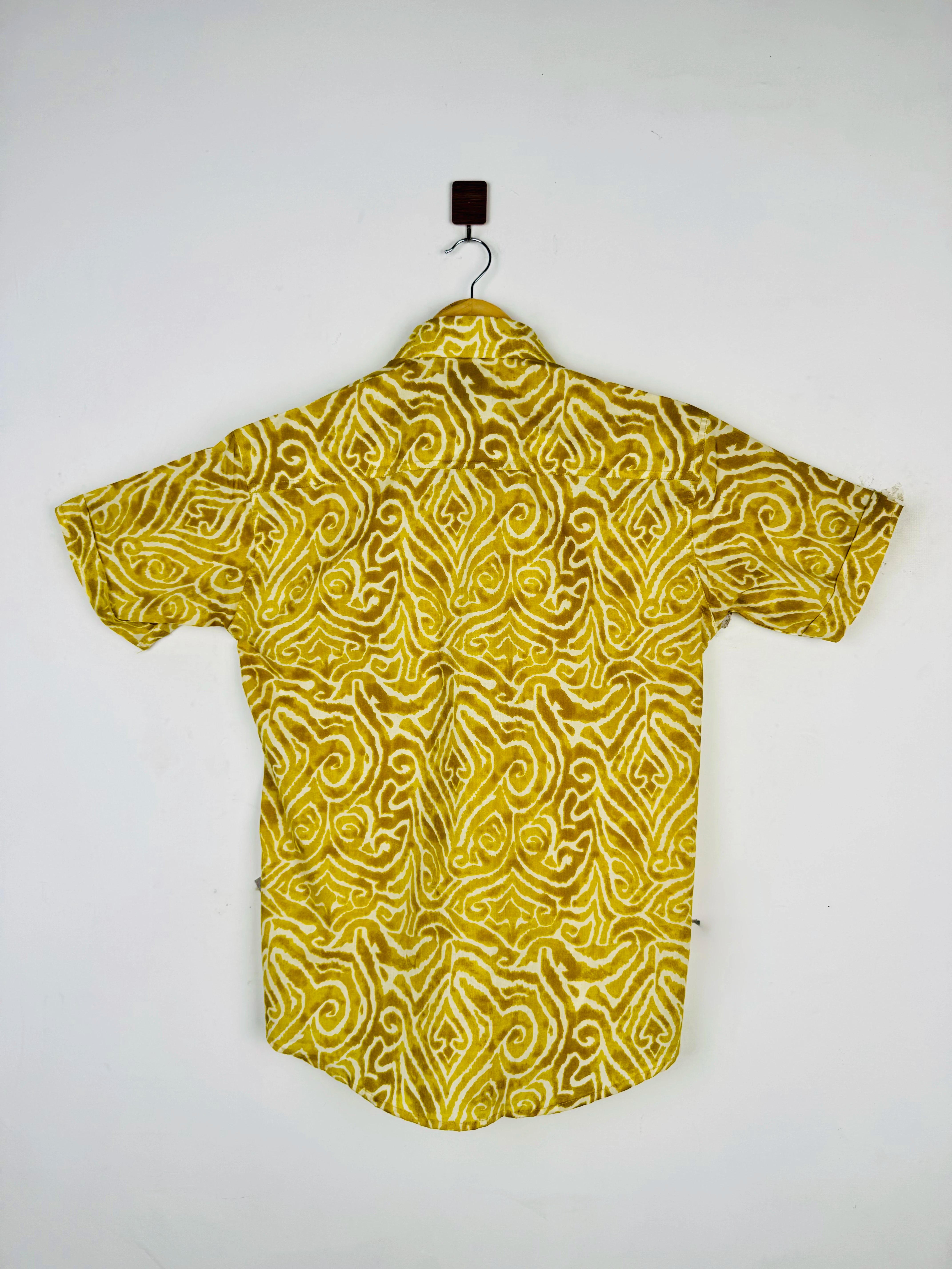 Mustard Swirl Printed Half Sleeves Shirt