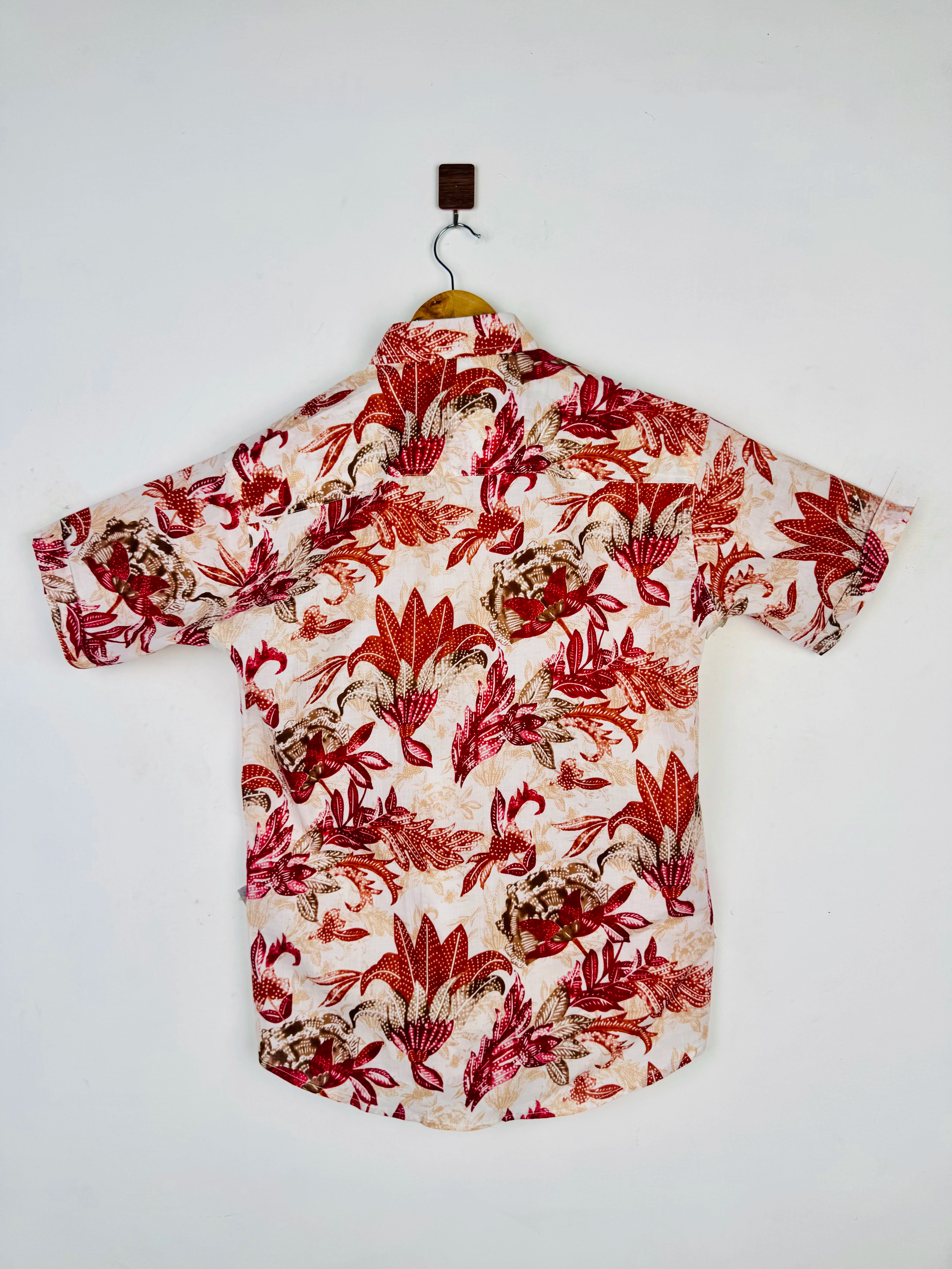 Crimson Leaf Printed Half Sleeves Shirt