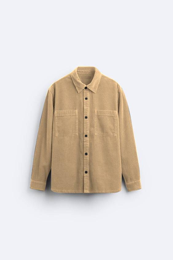 Beige Premium Corduroy Oversized Shirt