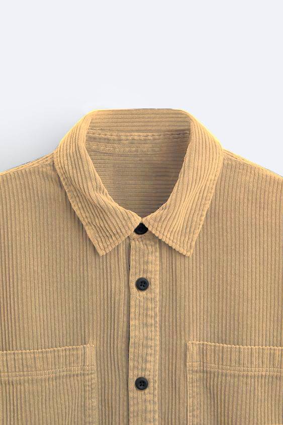 Beige Premium Corduroy Oversized Shirt