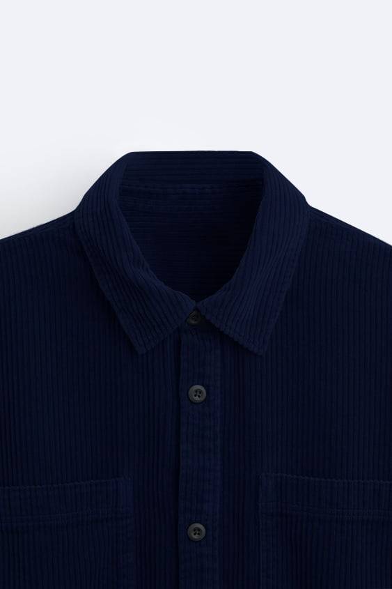 Navy Blue Premium Corduroy Oversized Shirt