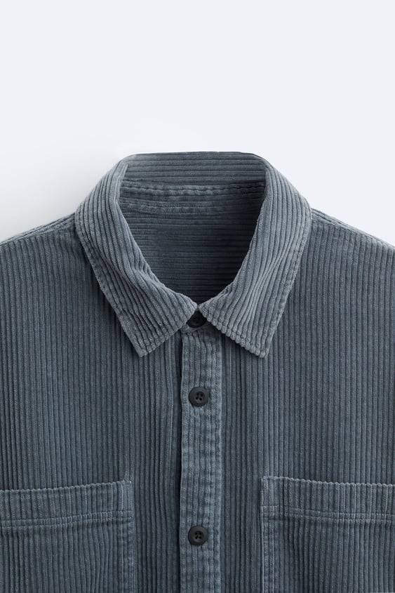 Grey Premium Corduroy Oversized Shirt