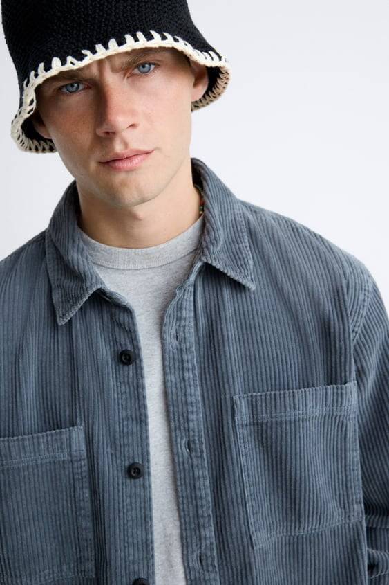 Grey Premium Corduroy Oversized Shirt