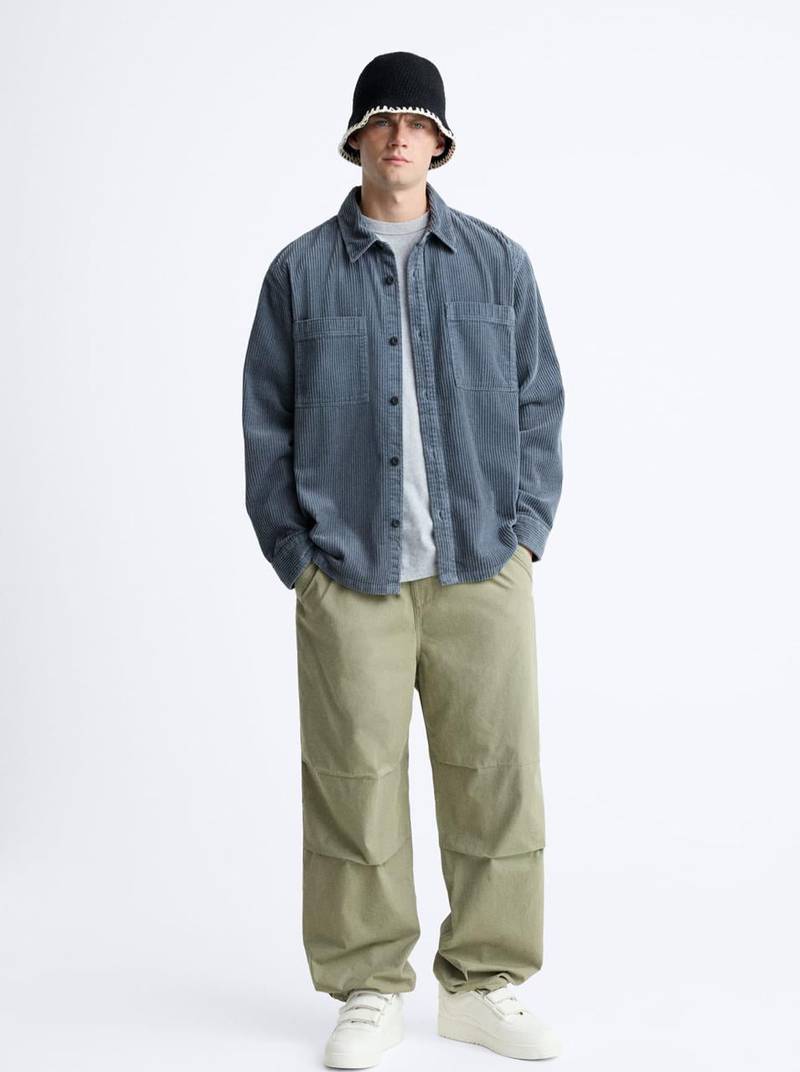 Grey Premium Corduroy Oversized Shirt