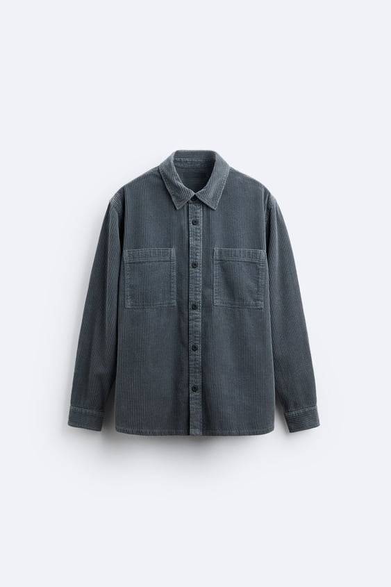 Grey Premium Corduroy Oversized Shirt