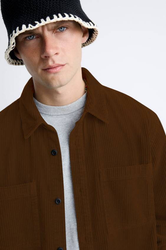 Tan Premium Corduroy Oversized Shirt