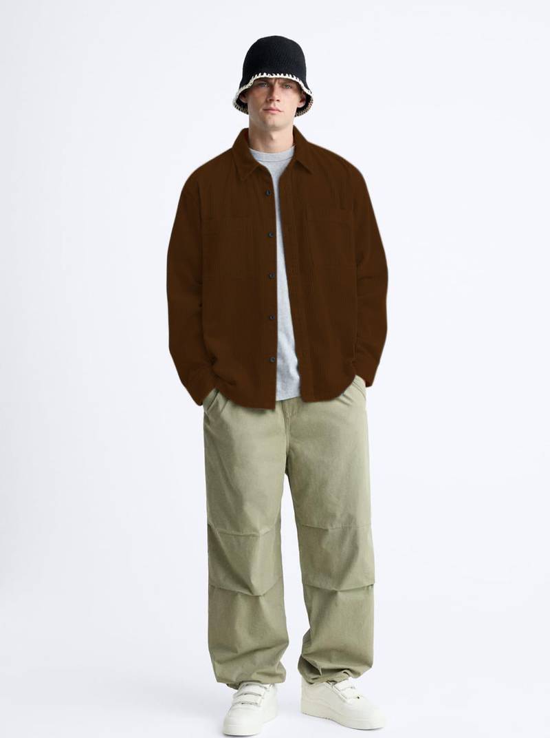 Tan Premium Corduroy Oversized Shirt