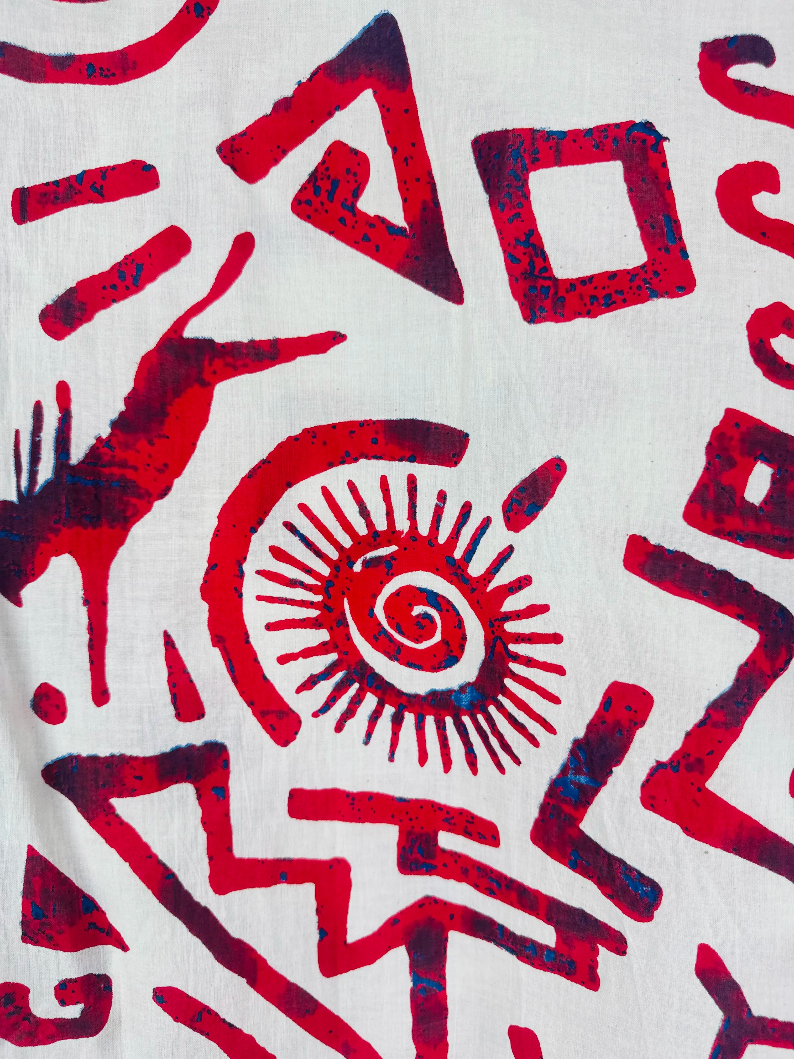 Red Celestial Printed Short Kurta