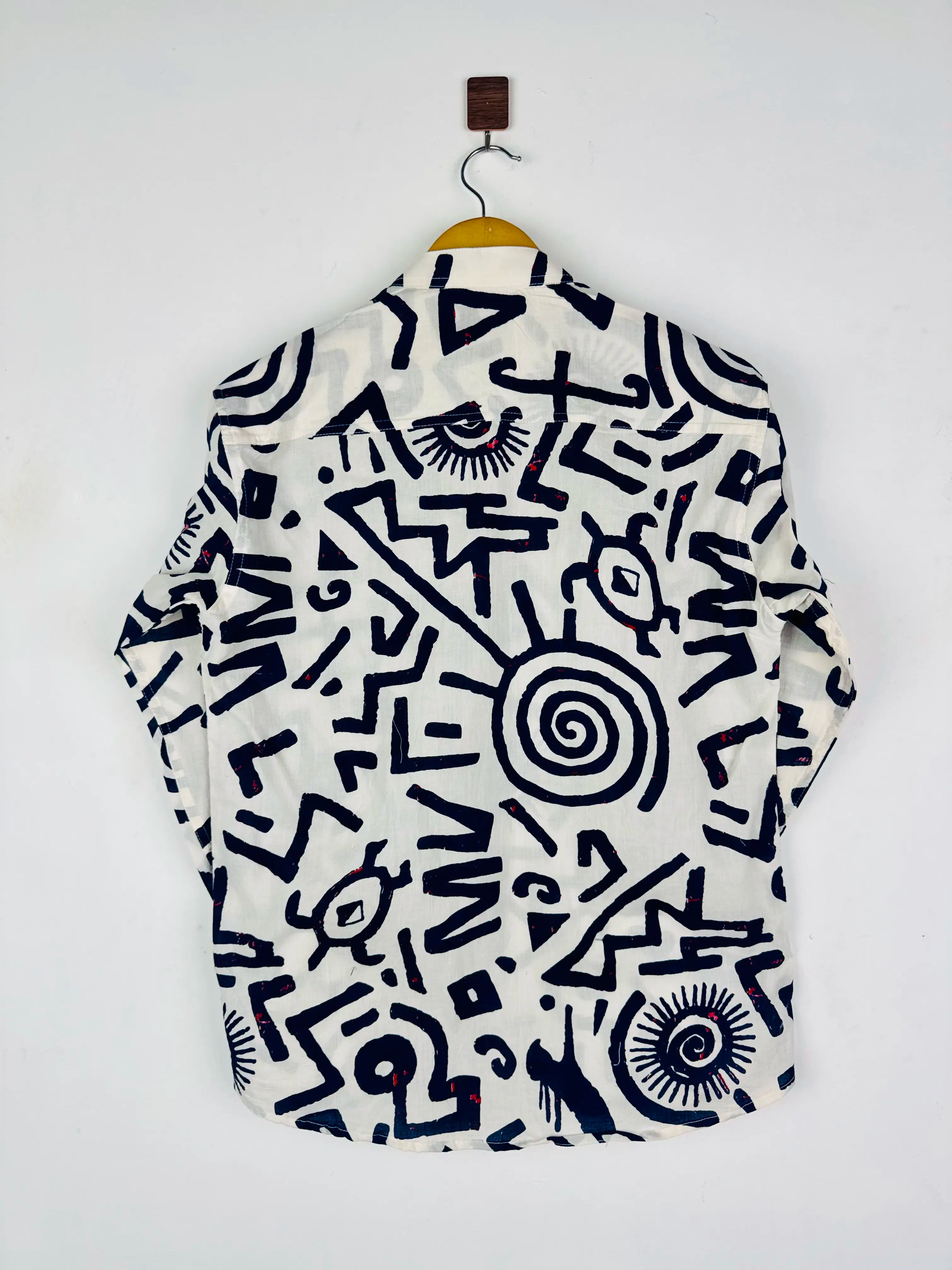 Navy Blue Celestial Printed Short Kurta