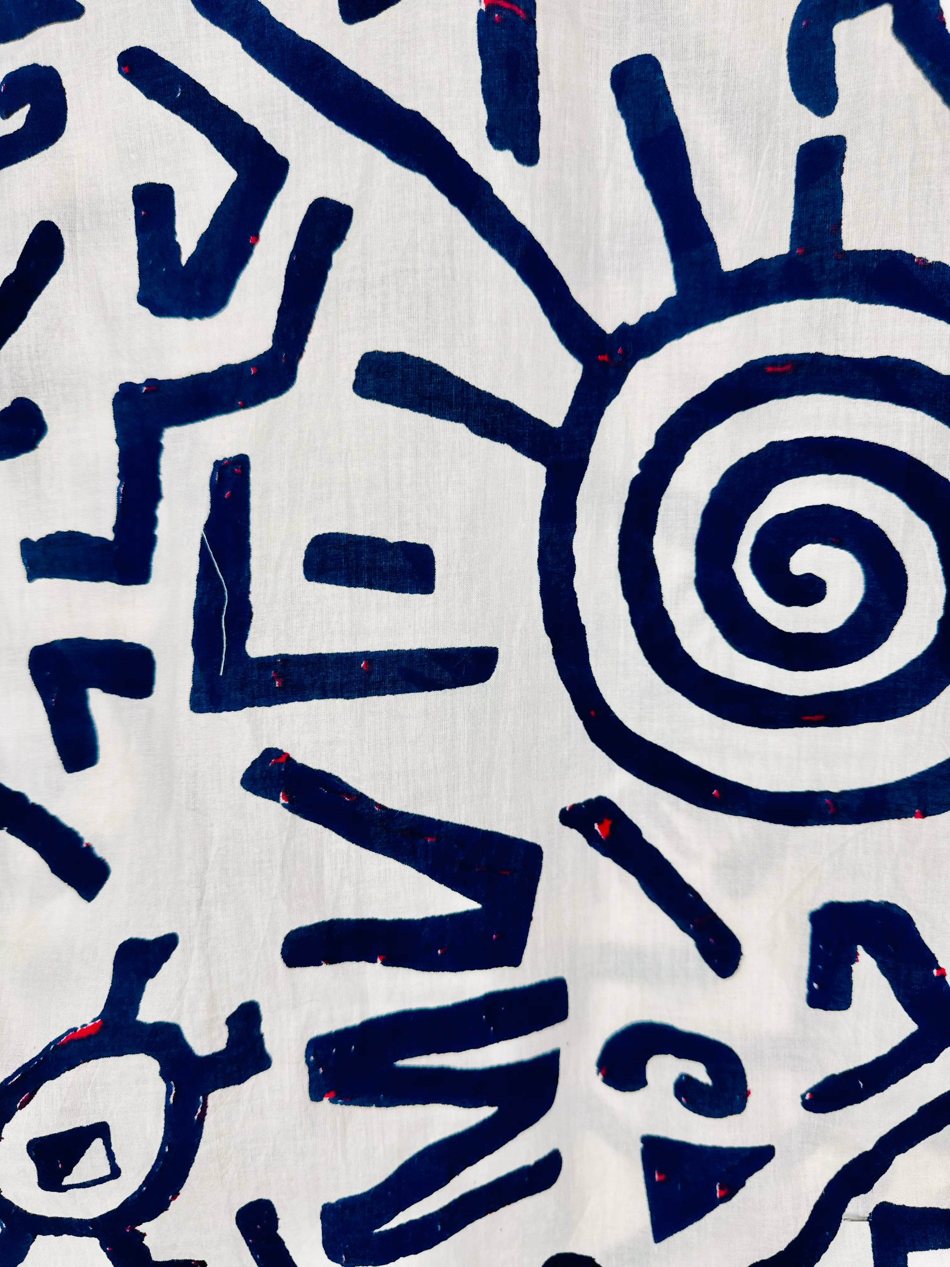 Navy Blue Celestial Printed Short Kurta