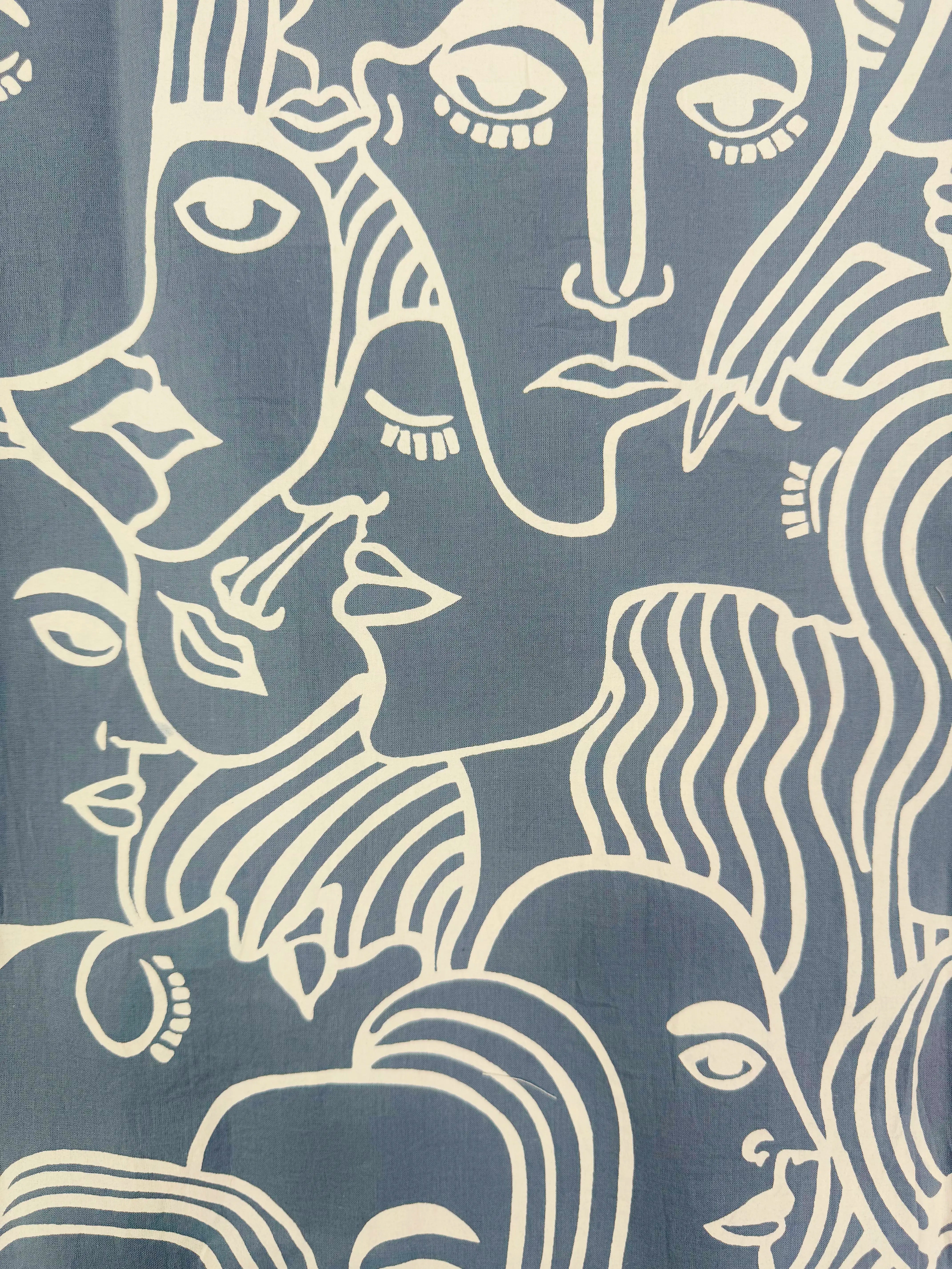 Grey Face Art Printed Short Kurta