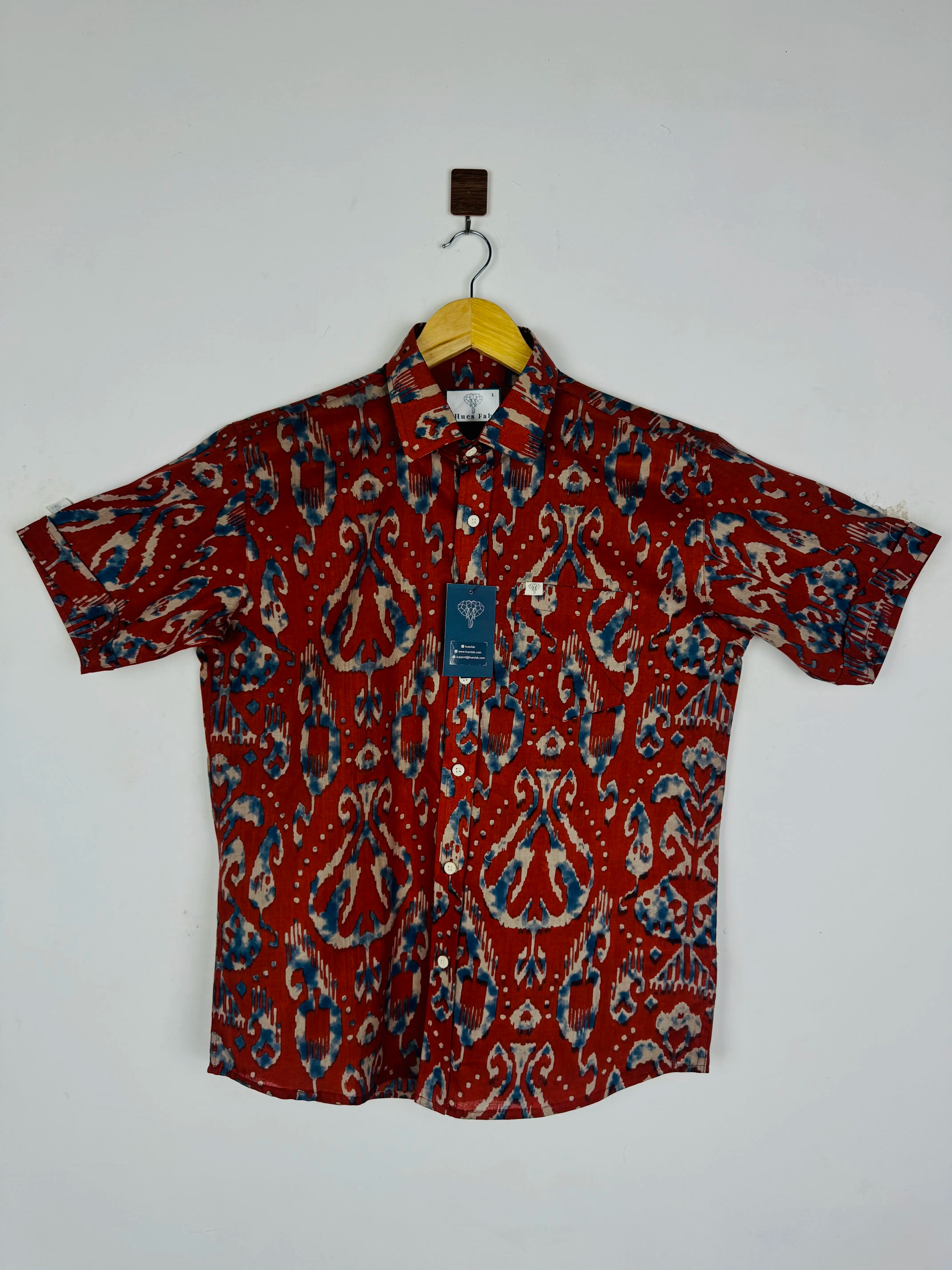 Maroon Ikat Half Sleeves Shirt