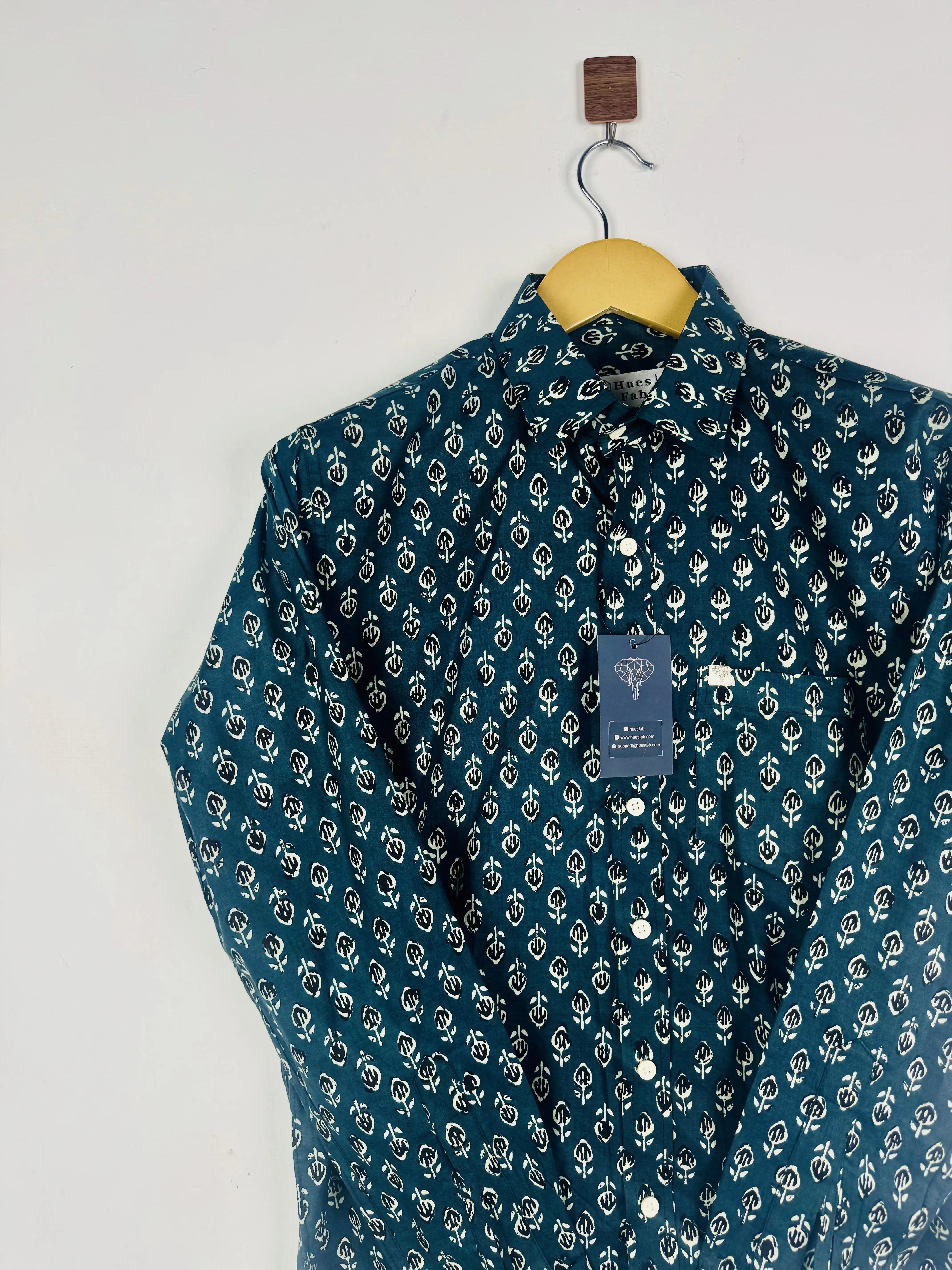 Pine Green Motif Full Sleeves Shirt
