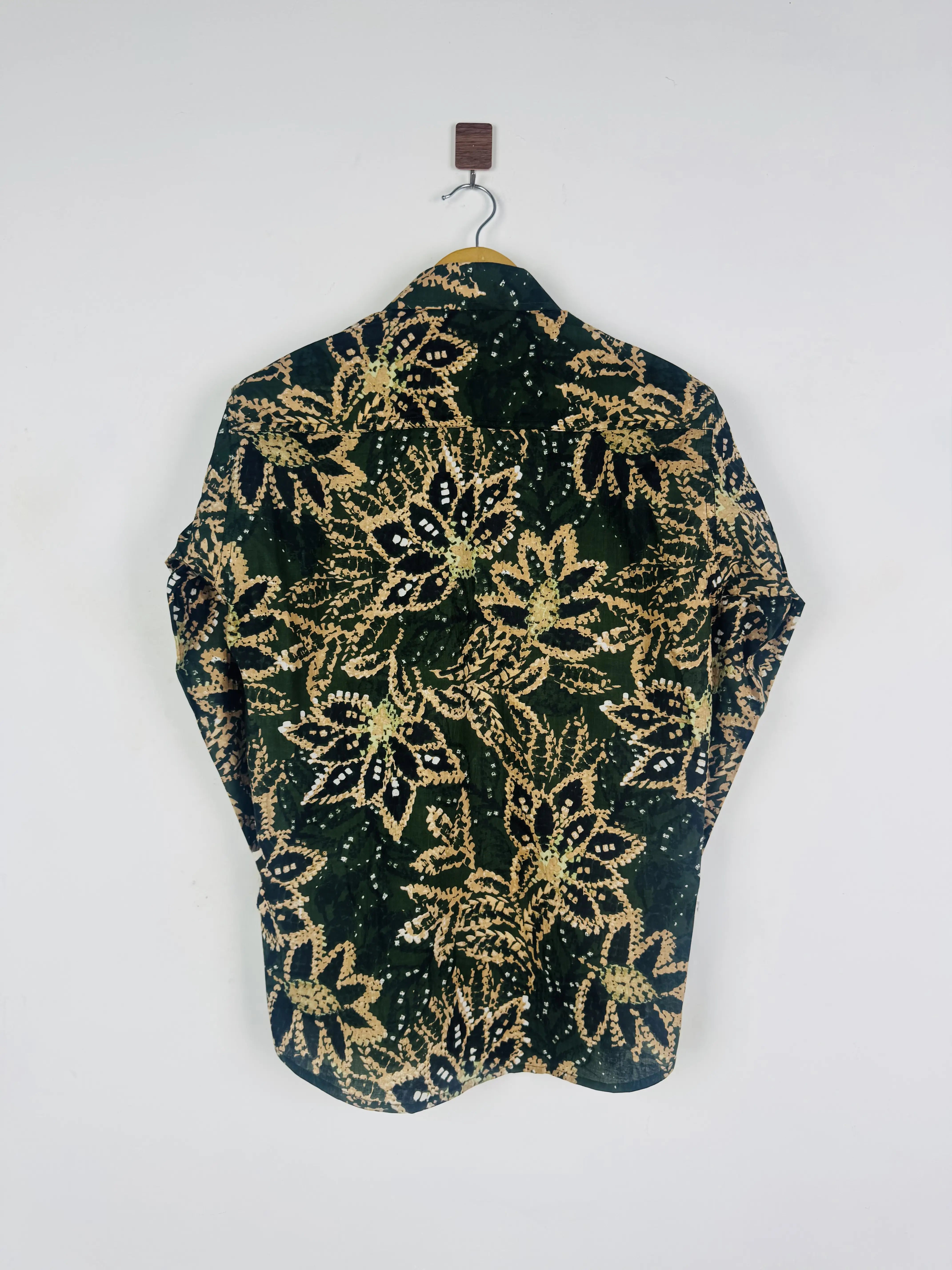 Olive Green Floral Full Sleeves Shirt