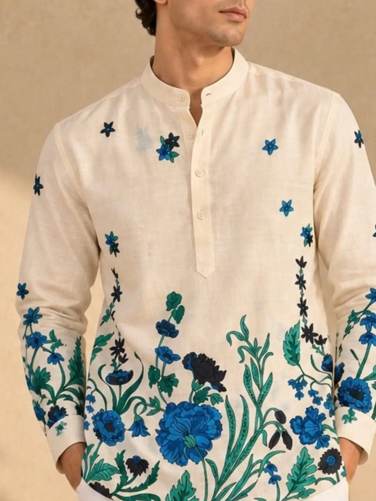 AZURE BLOOM PLACEMENT KURTA