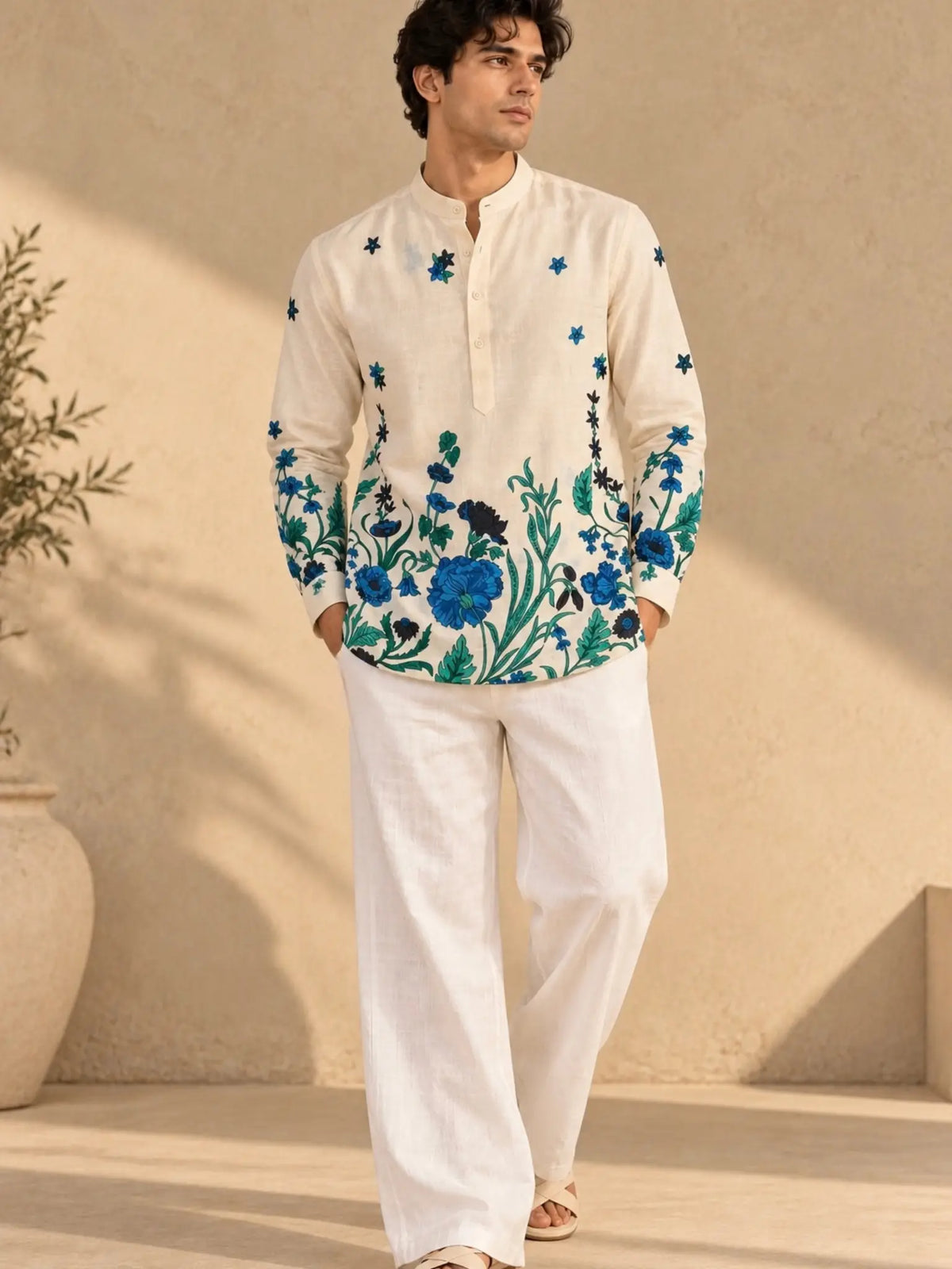 AZURE BLOOM PLACEMENT KURTA