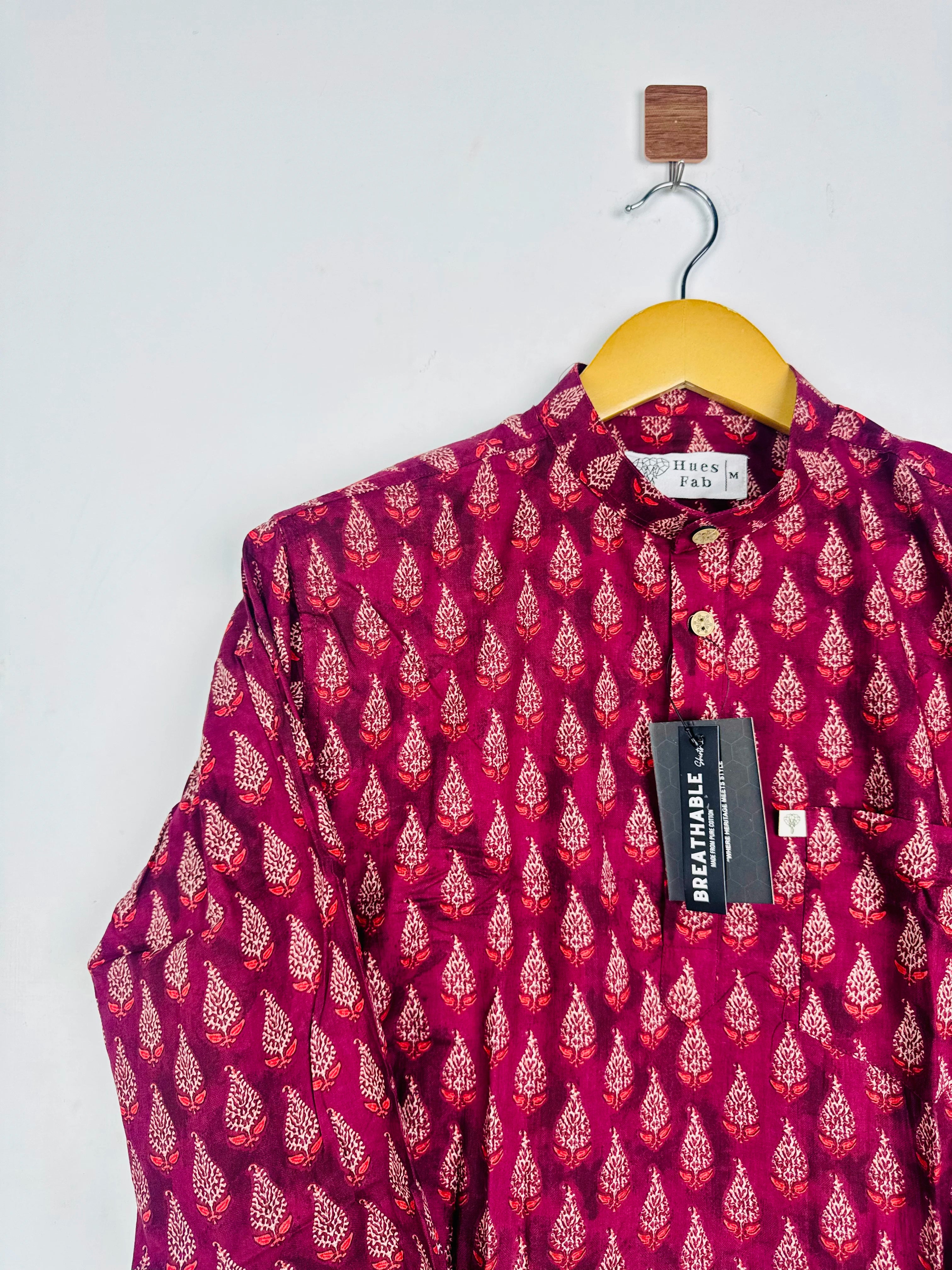 Maroon Motifs Short Kurta
