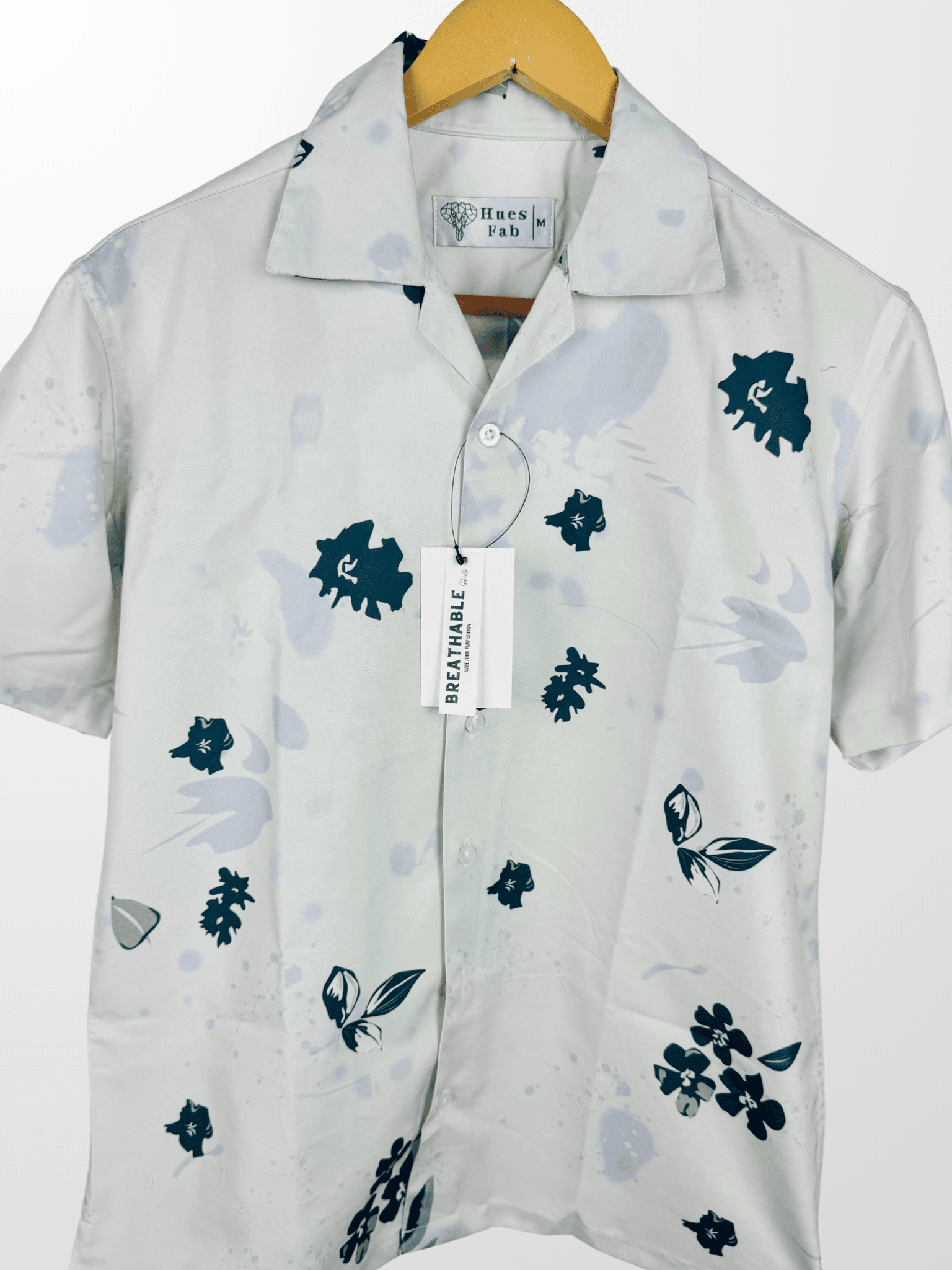 Grey – Black Flower Cuban Collar Resort Shirt