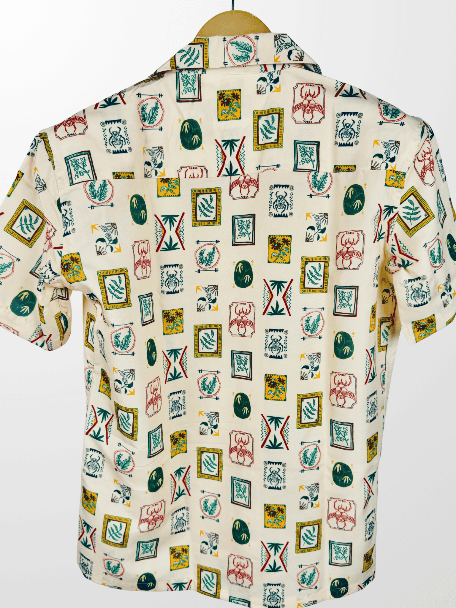 Cream – Stamps Printed Cuban Collar Resort Shirt