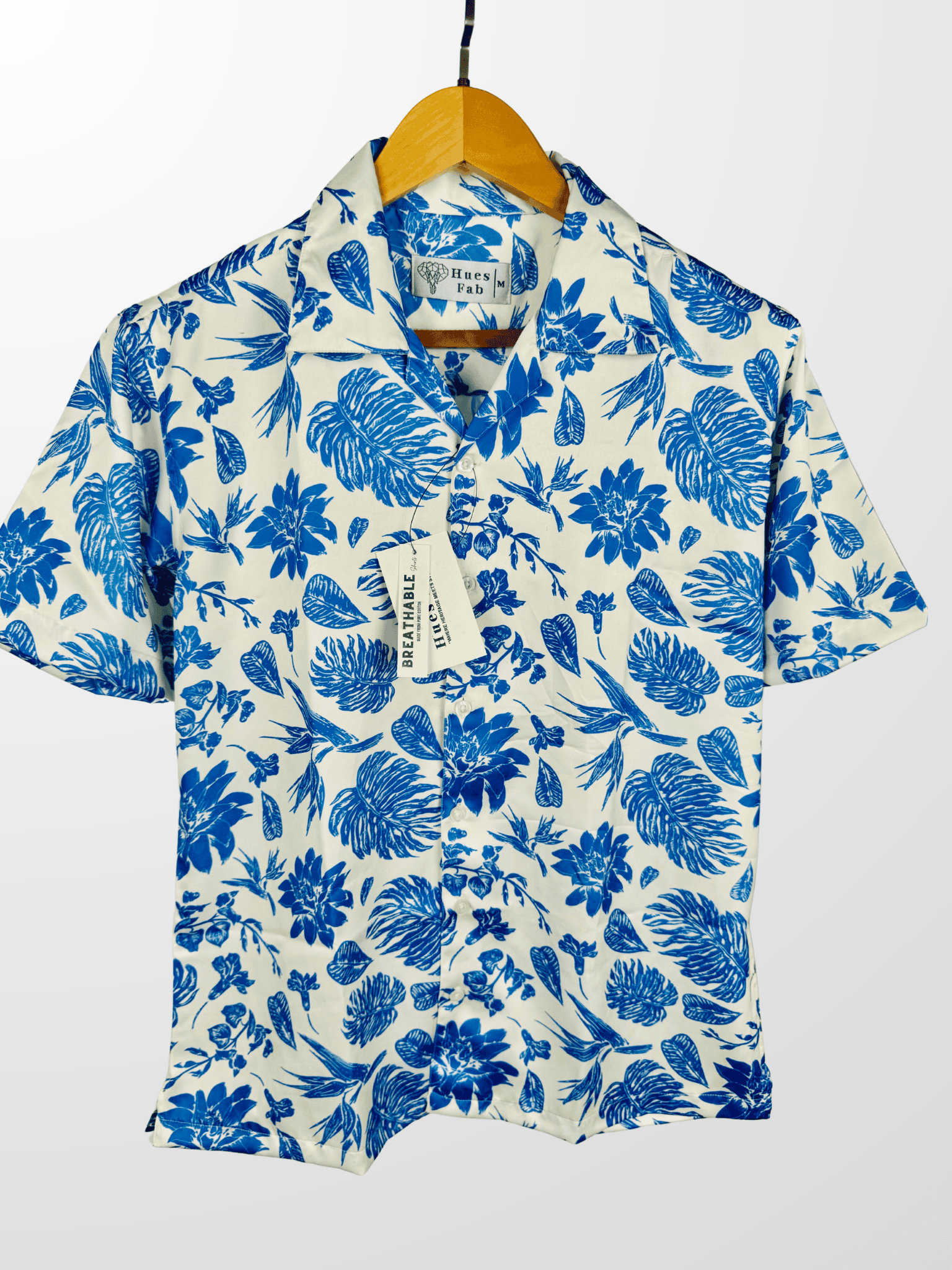 Blue Floral Cuban Collar Resort Shirt