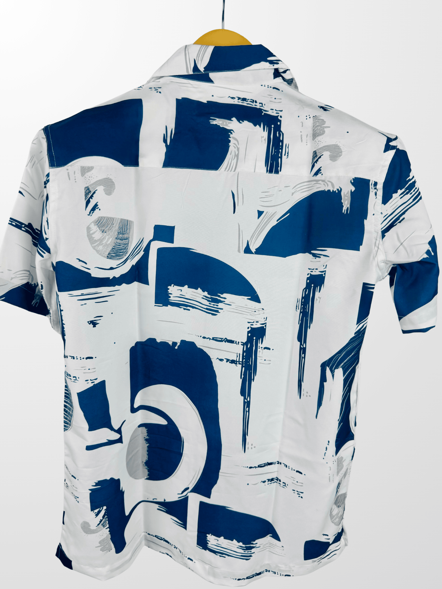 White – Blue Abstract Cuban Collar Resort Shirt