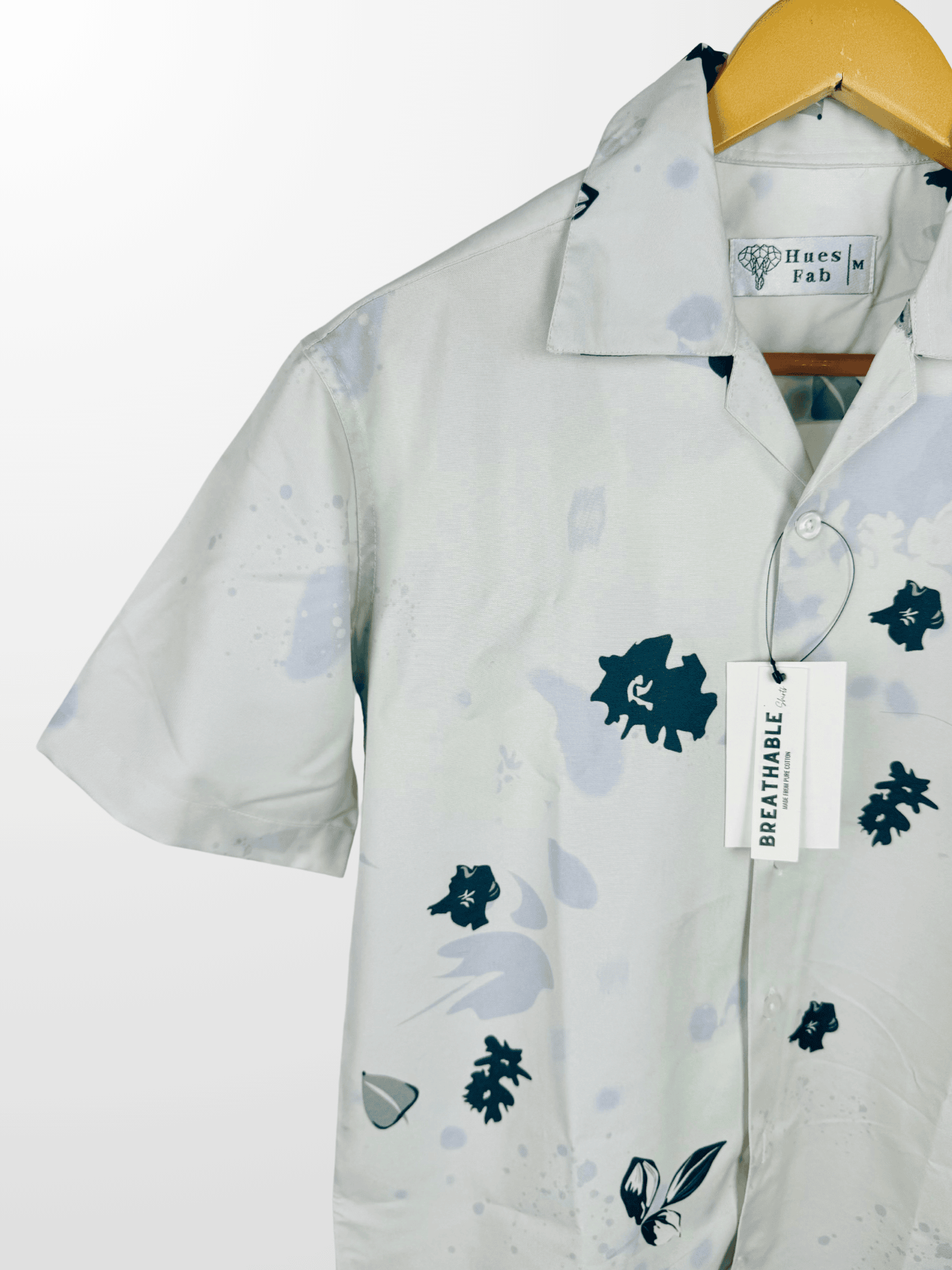 Grey – Black Flower Cuban Collar Resort Shirt