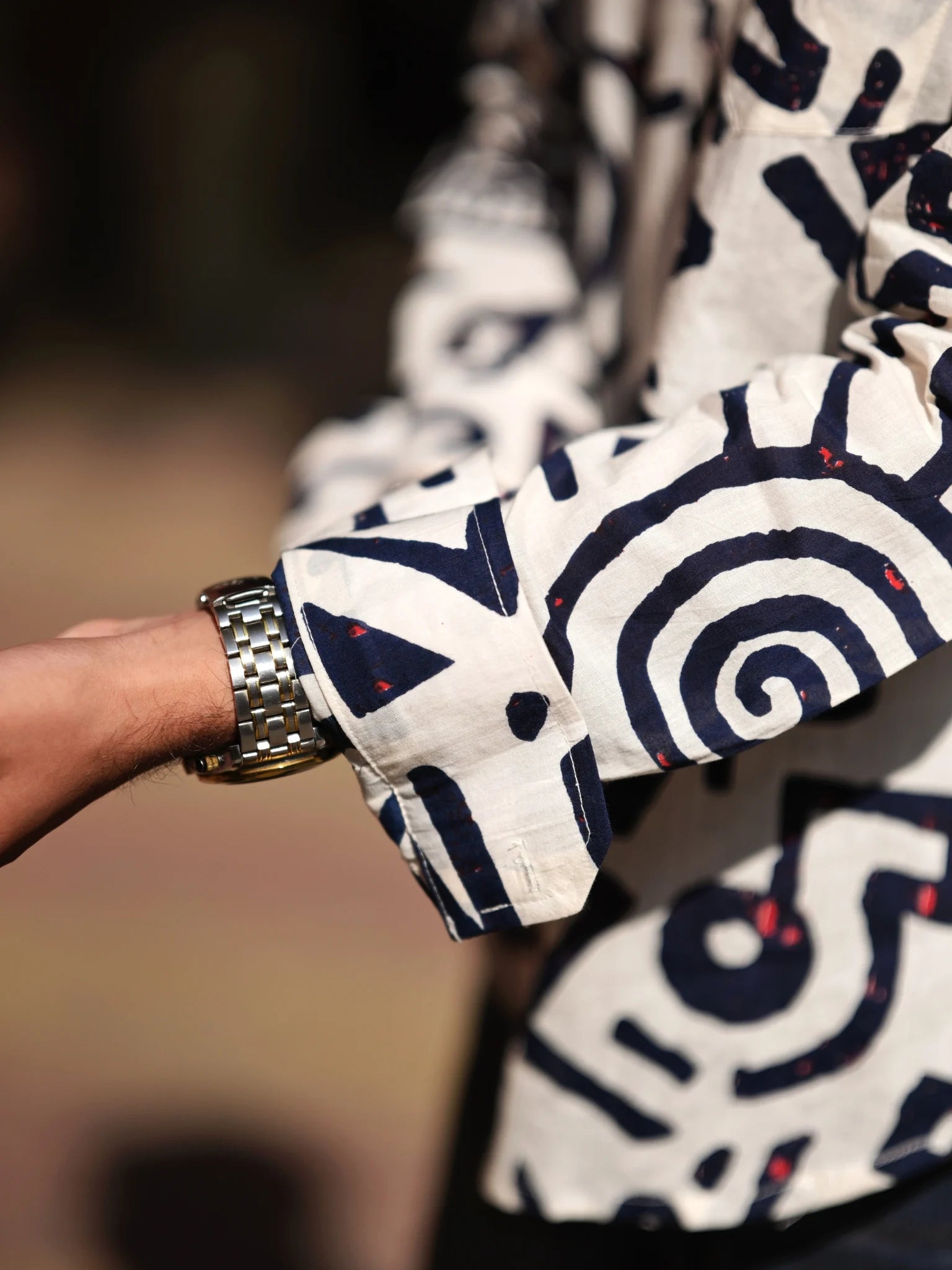 Navy Blue Celestial Printed Short Kurta