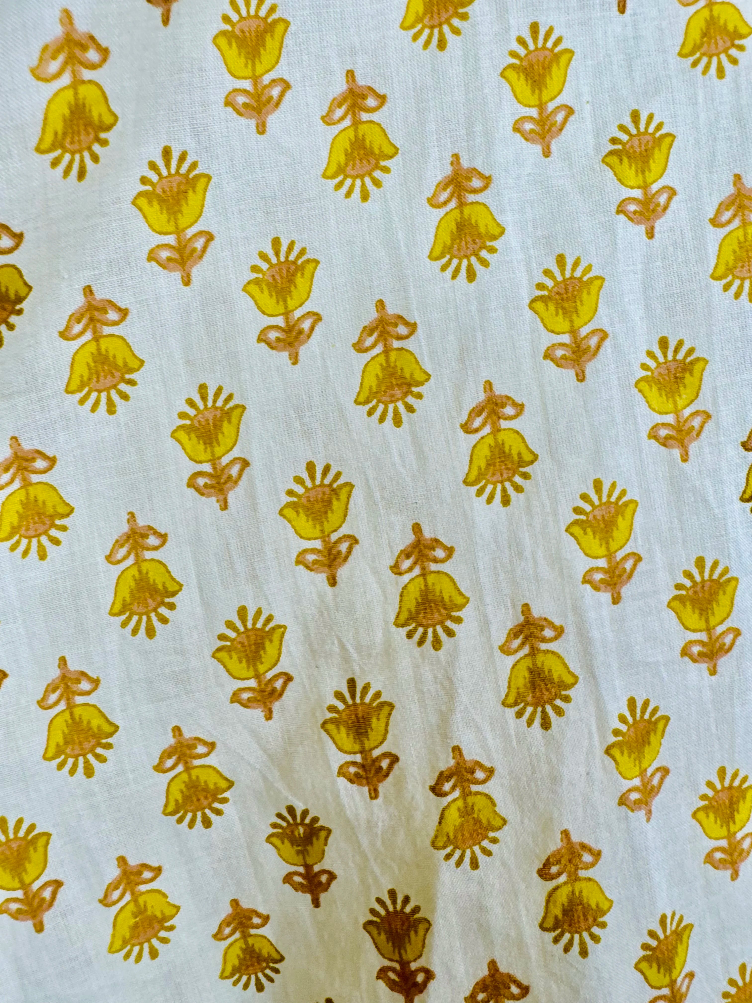 White Yellow Motifs Half Sleeves Shirt