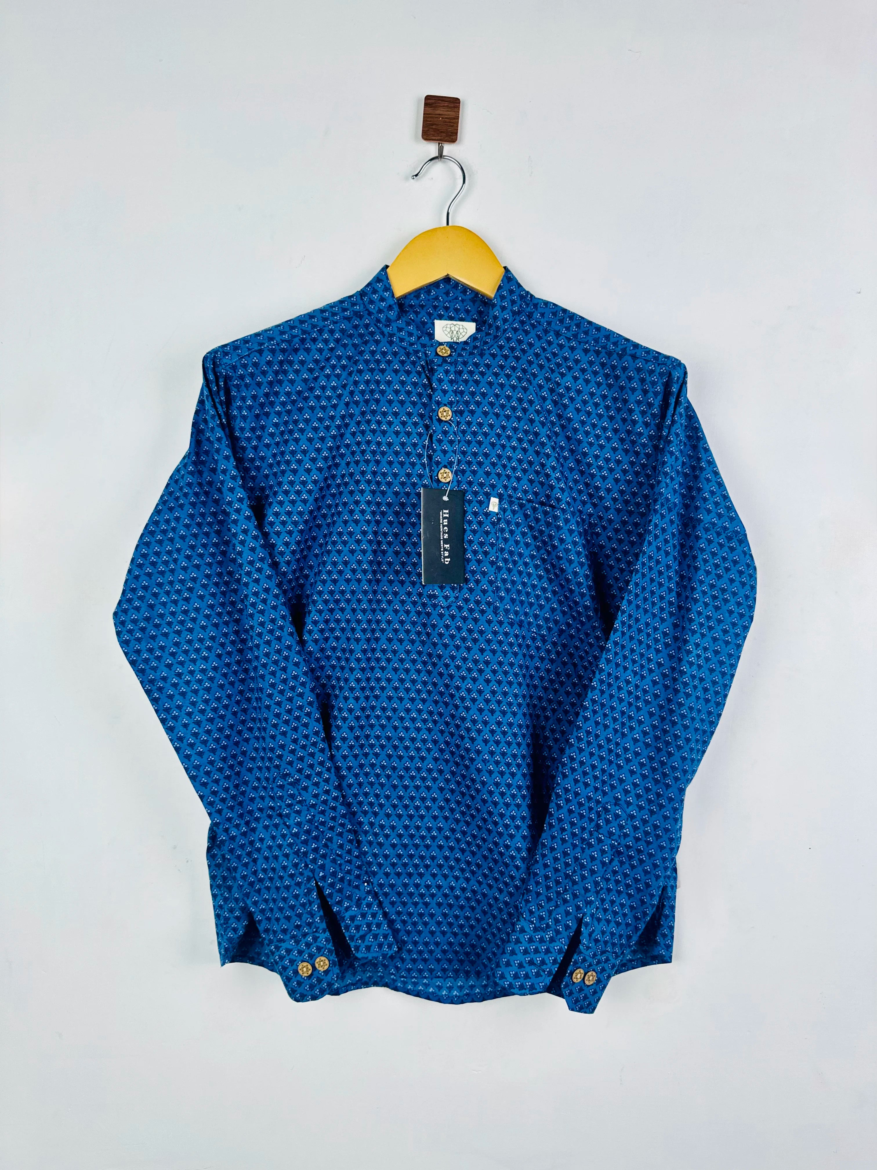 Navy blue Micro Flowers short kurta
