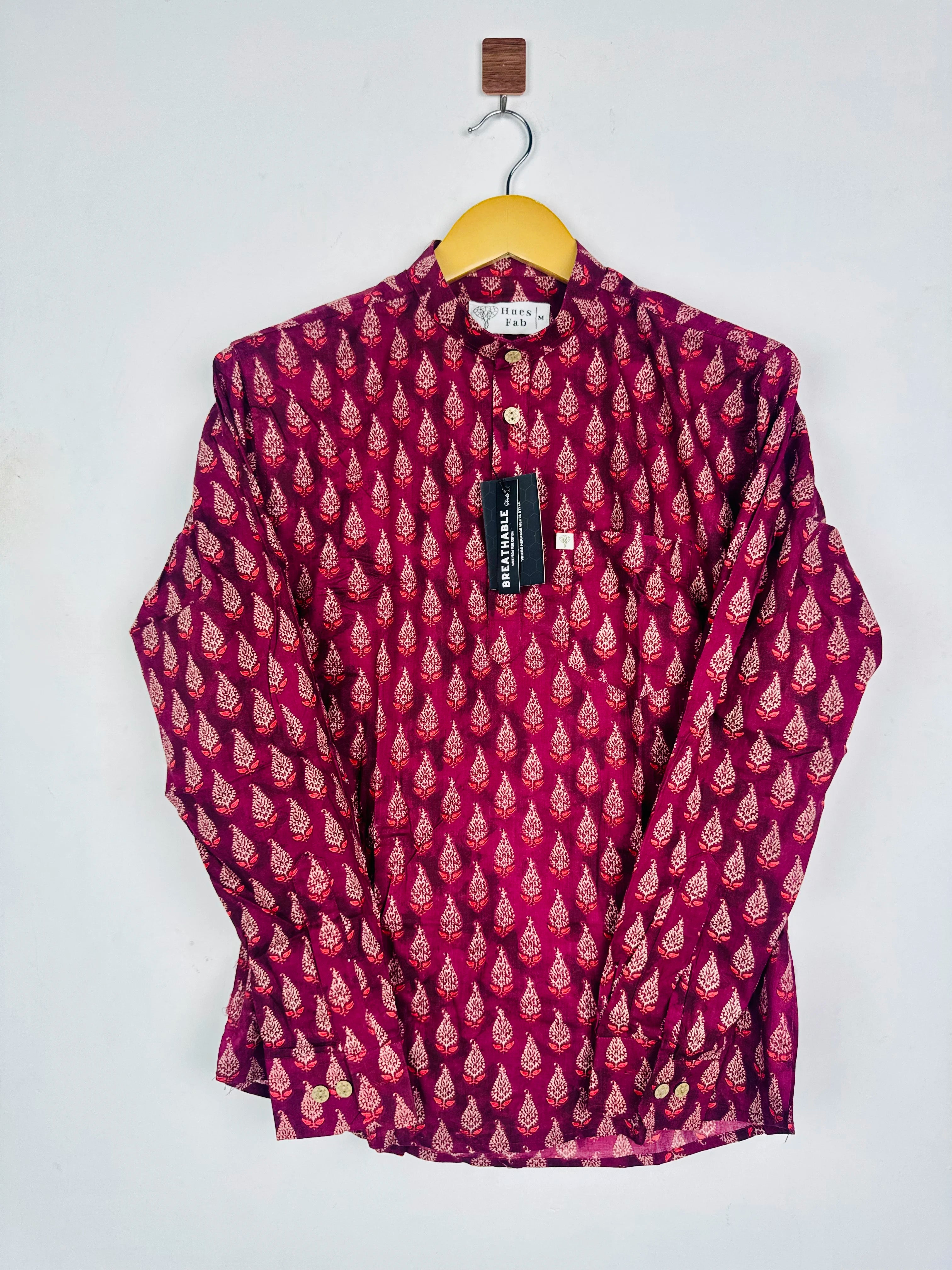 Maroon Motifs Short Kurta