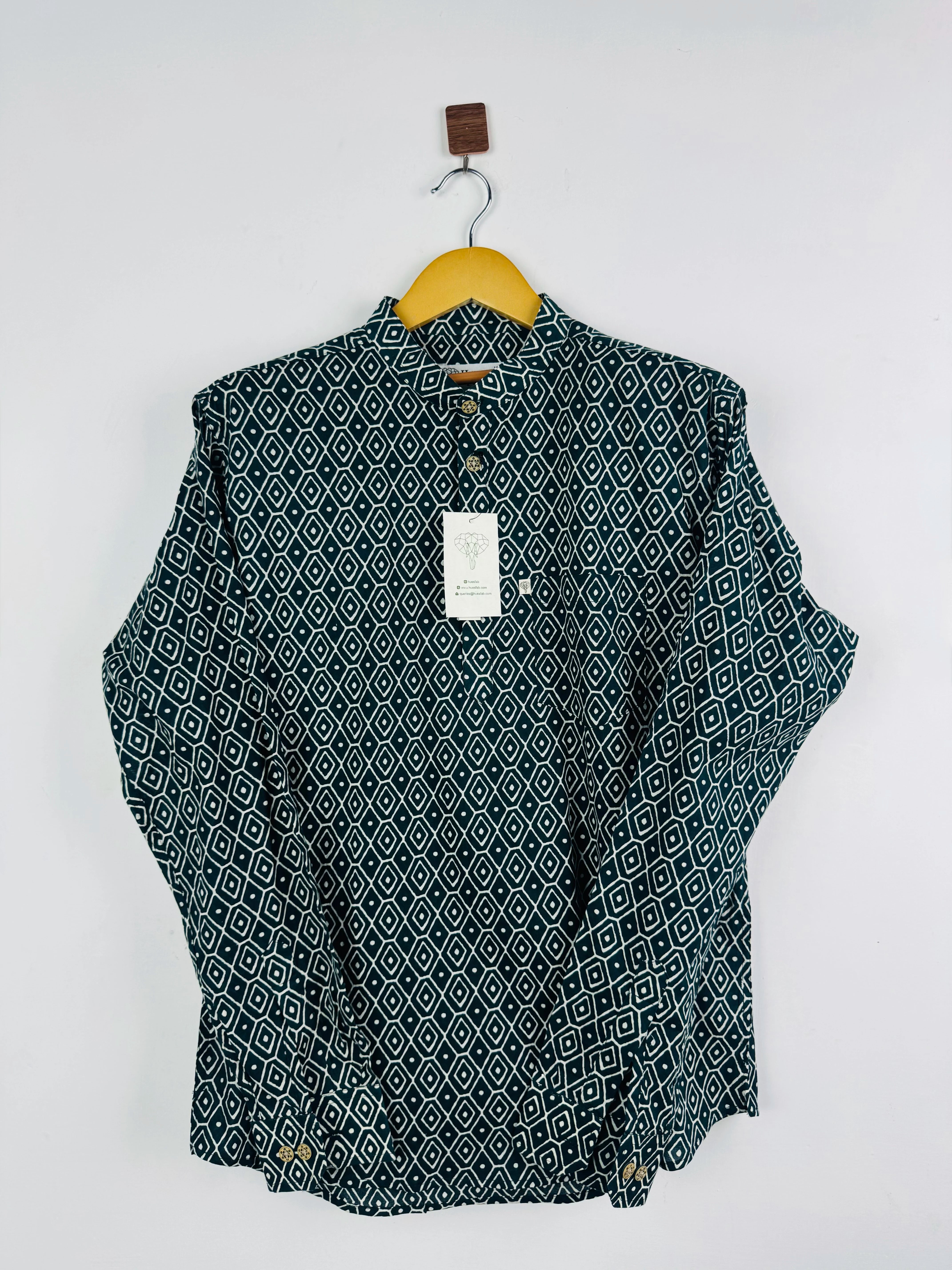 Pine Green Blocks Short Kurta