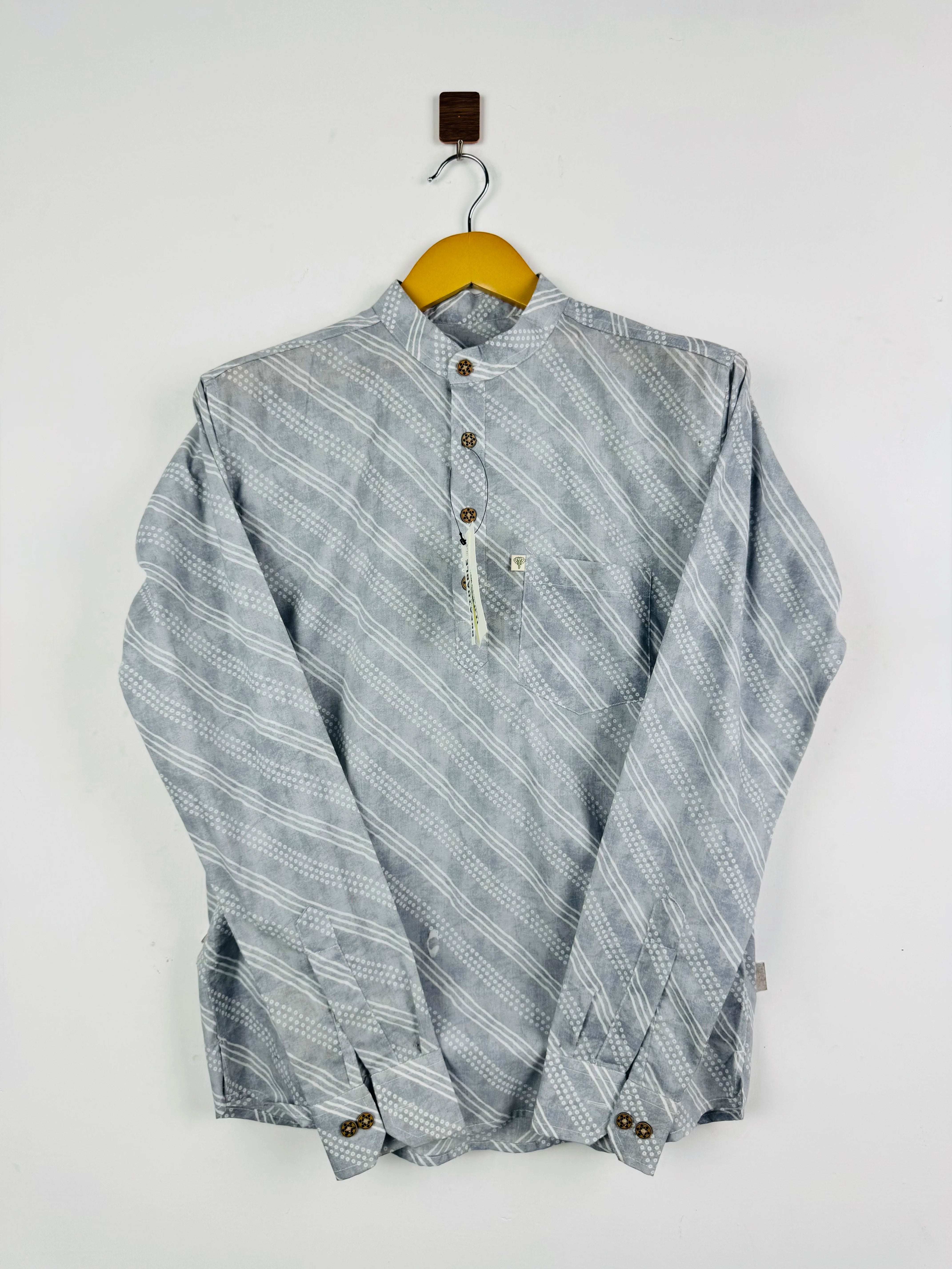 Grey Lining Dots Short Kurta