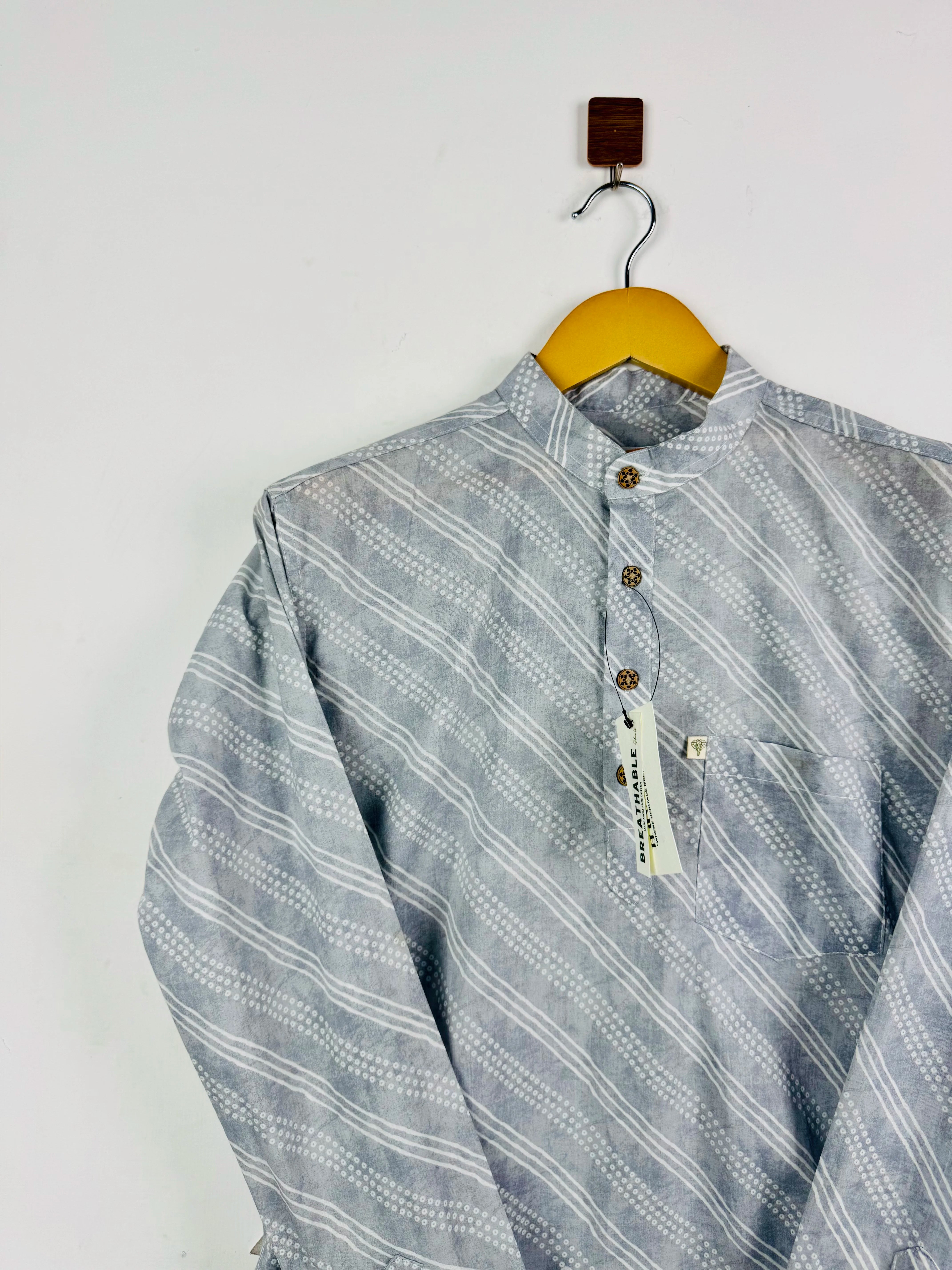 Grey Lining Dots Short Kurta