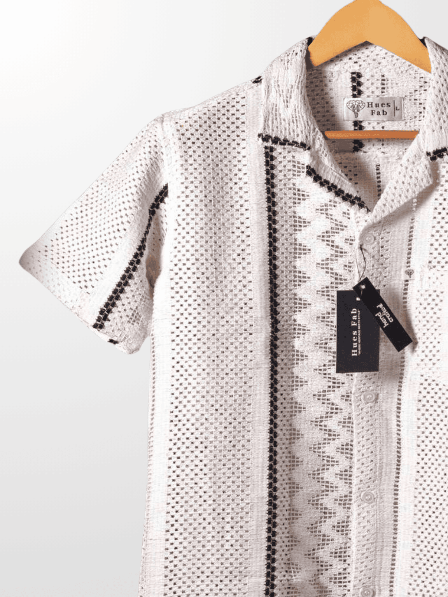 White Knitted Half Sleeves Shirt